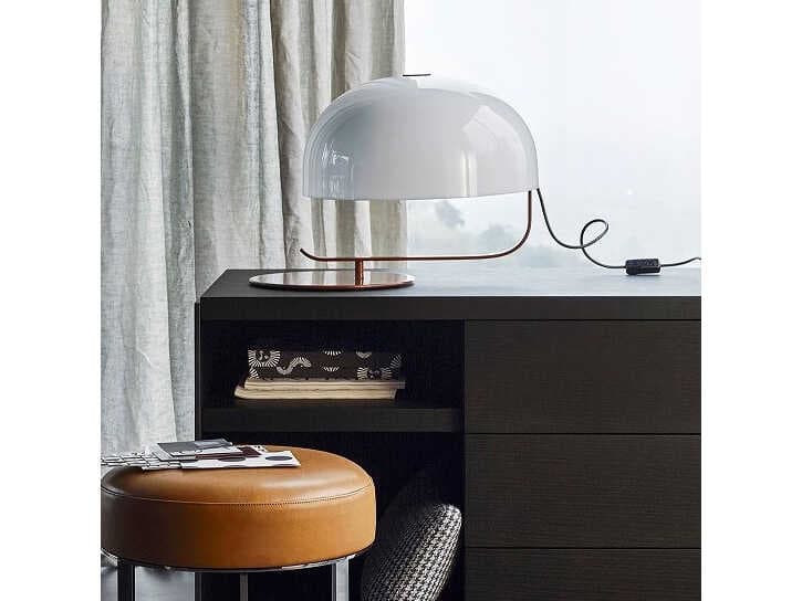 Oluce Sonora 1-Light White Gold Black Dome Pendant