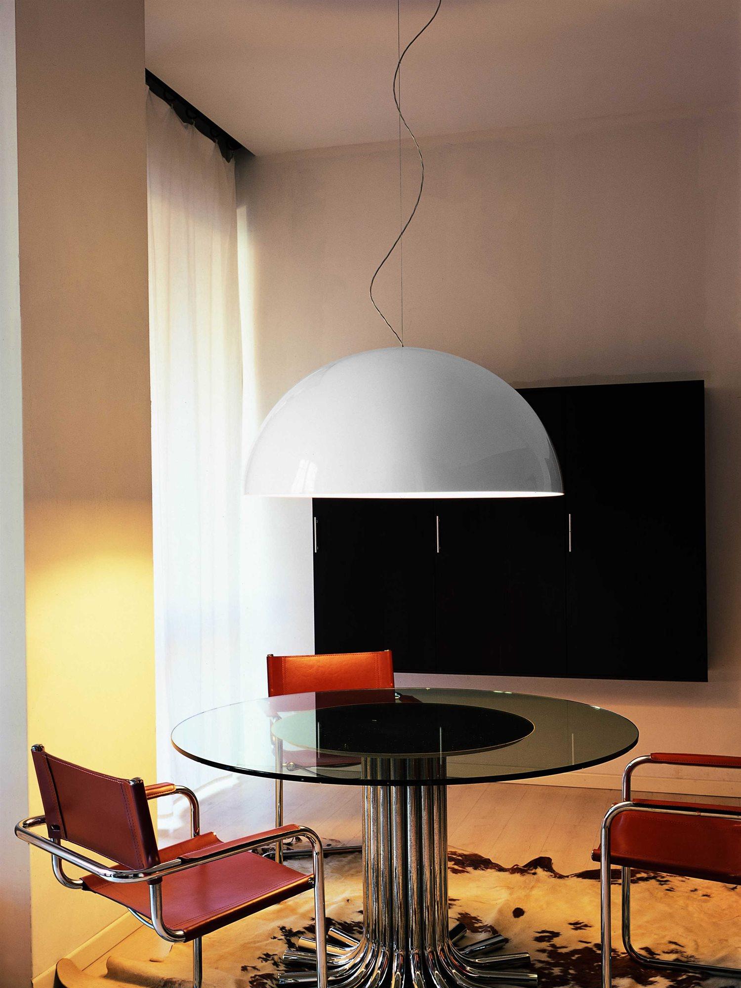Oluce Sonora 2-Light Opaline White Dome Pendant