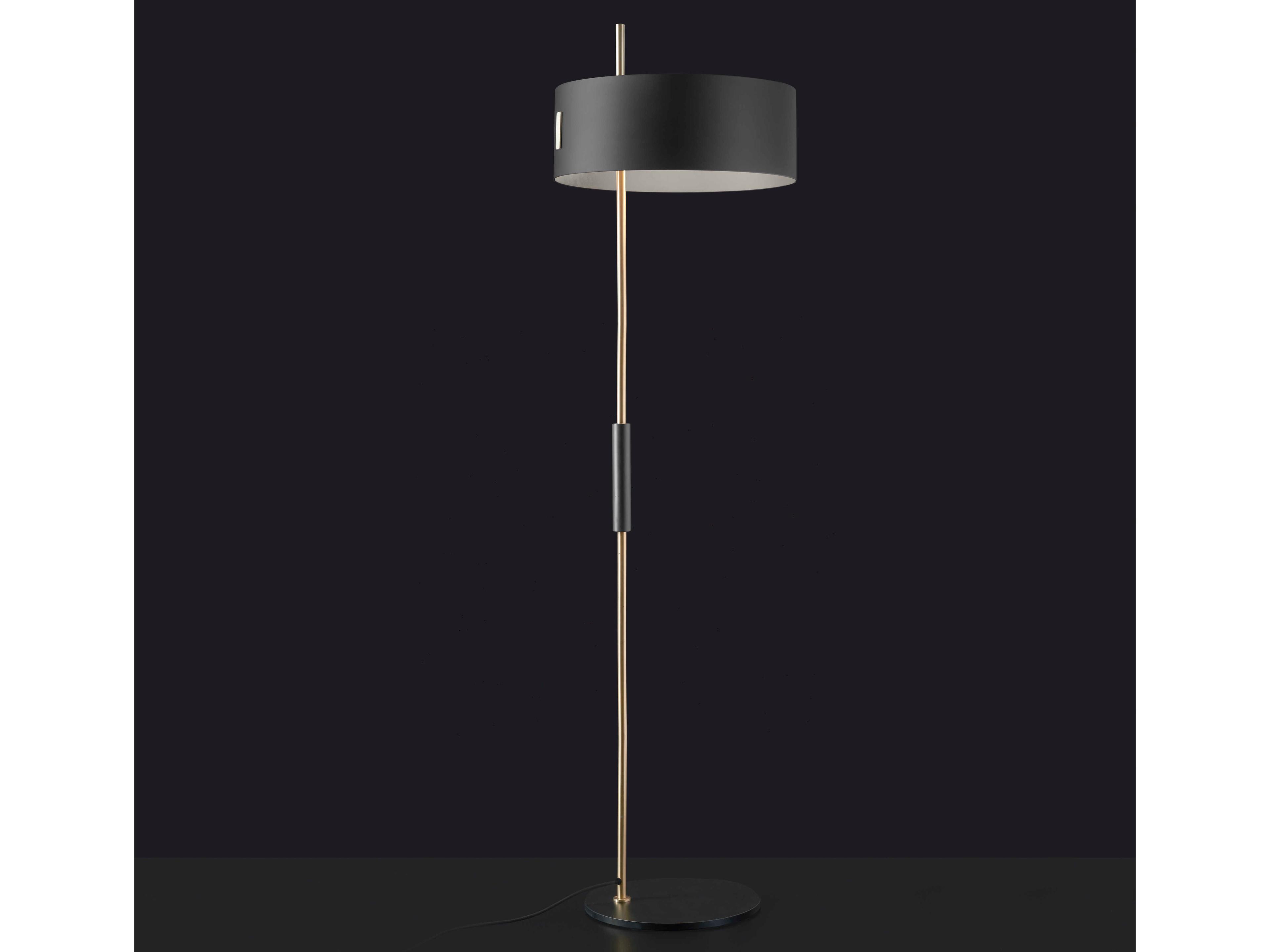 Oluce- Matt Black Satin Gold Floor Lamp