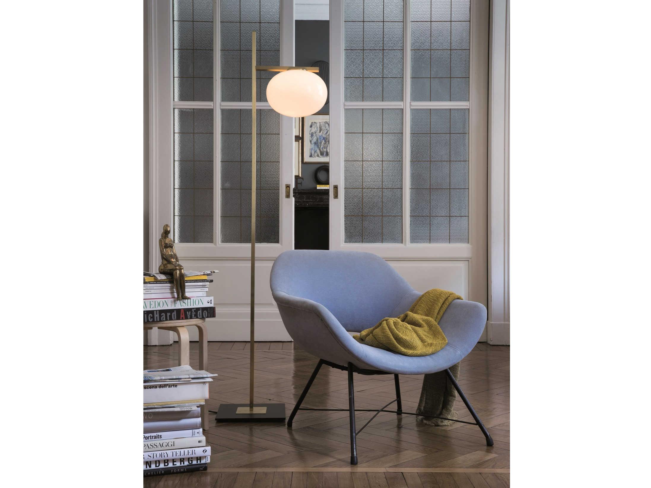 Oluce Alba Anodic Bronze Glass Floor Lamp