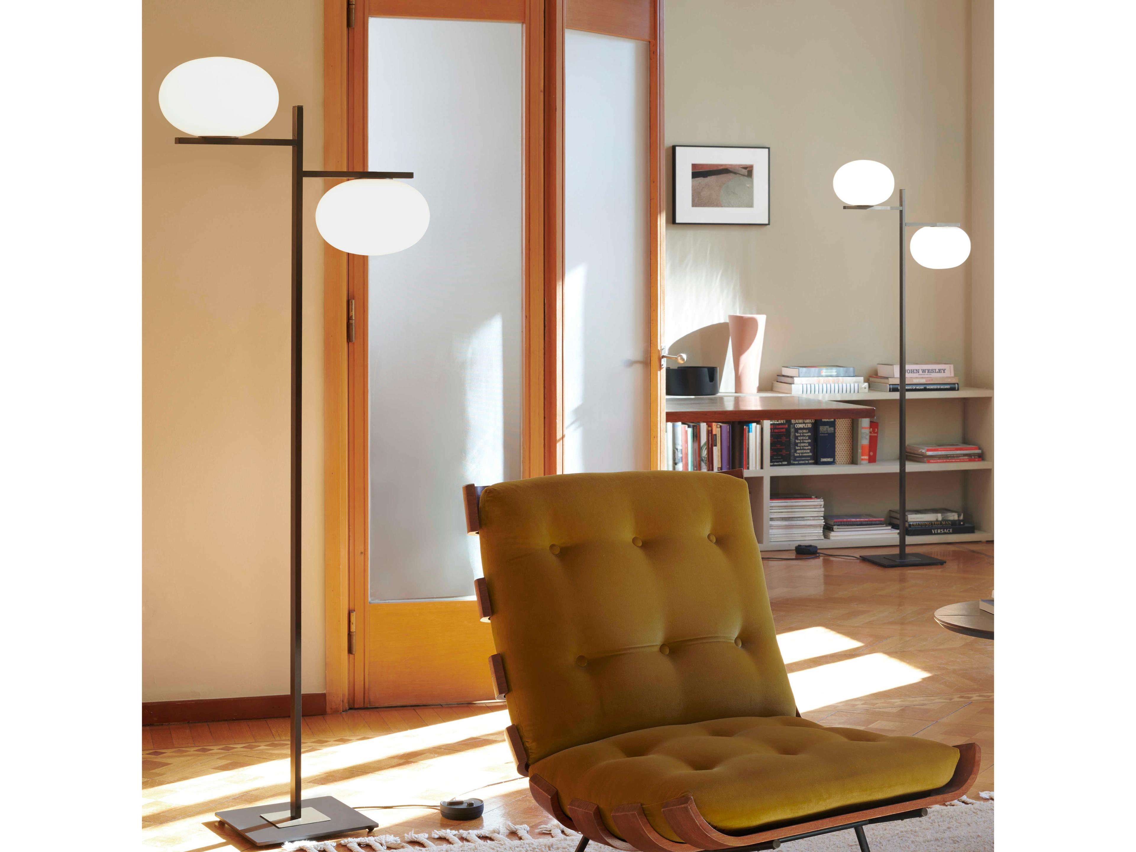 Oluce Alba Anodic Bronze Glass Floor Lamp