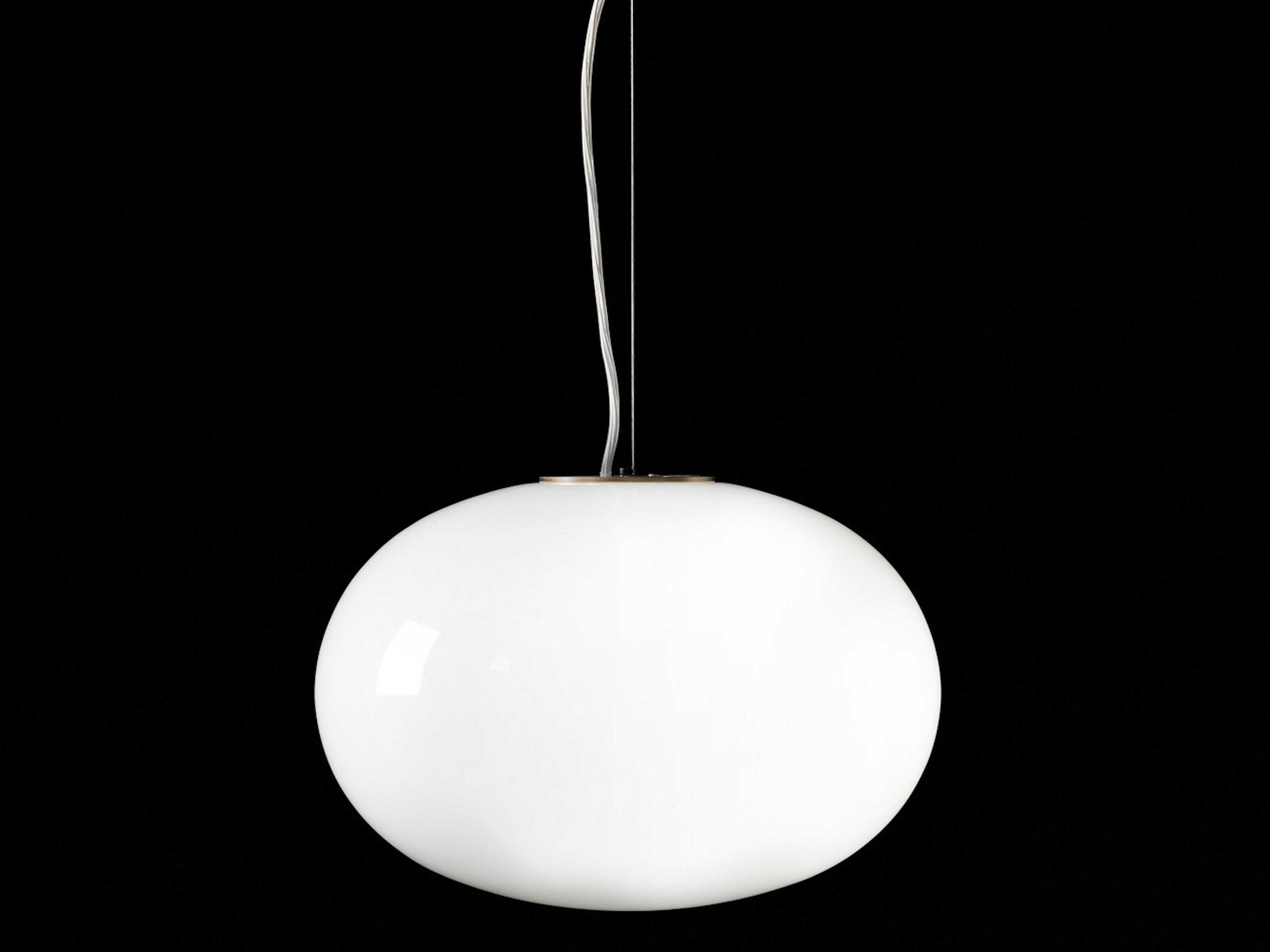 Oluce Alba 1-Light Satin Brass Polished Opaline Glass Globe Pendant