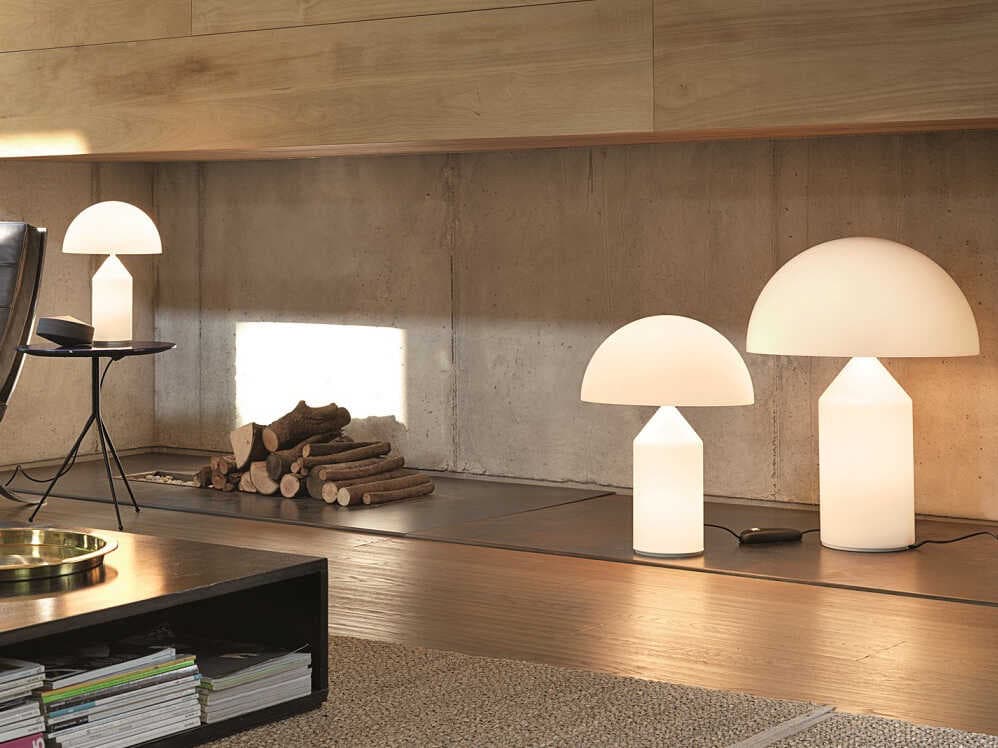 Oluce Atollo Opaque Opaline White Glass Table Lamp