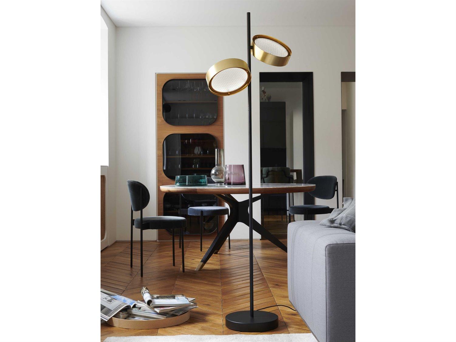 Oluce Berlin Matt Black Anodic Brass Gold Floor Lamp