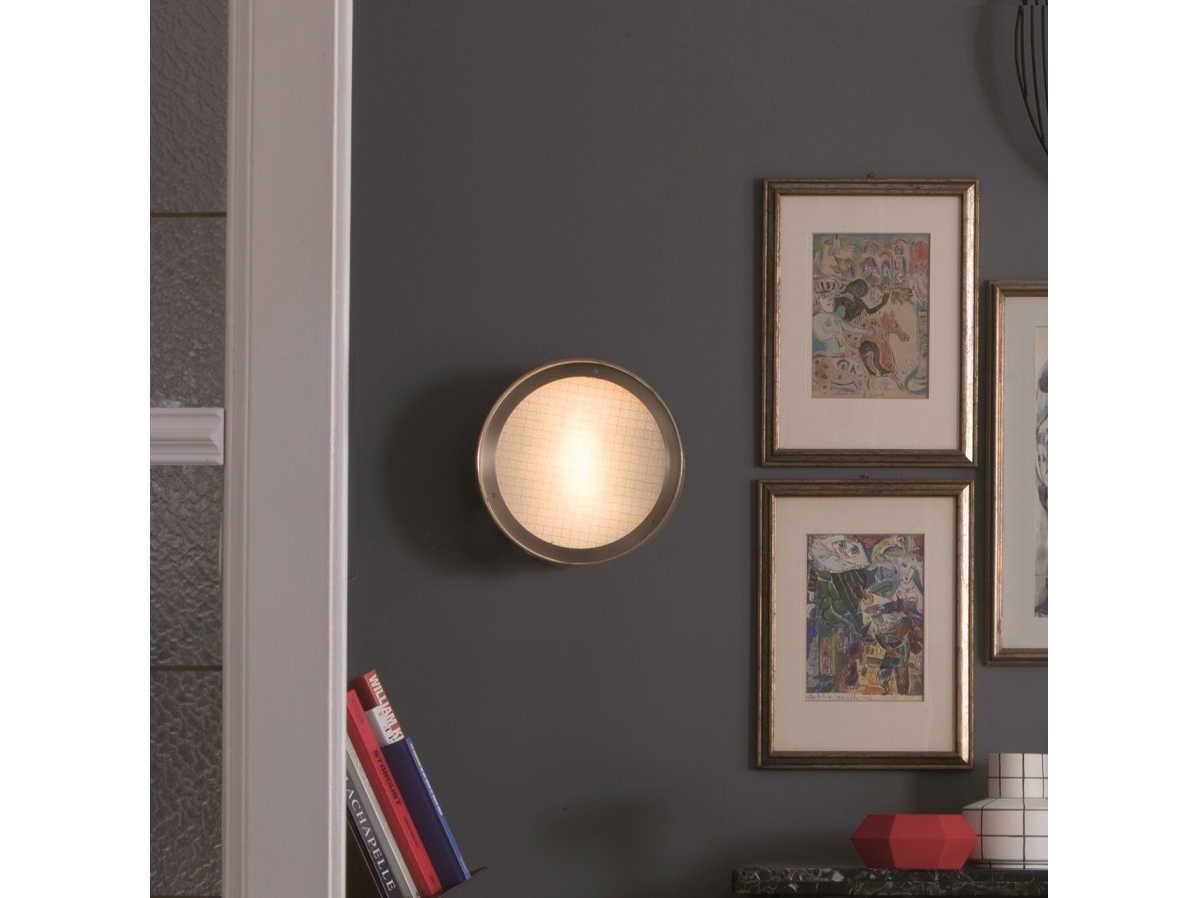 Oluce Berlin 2-Light Anodized Brass Glass LED Round Flush Mount