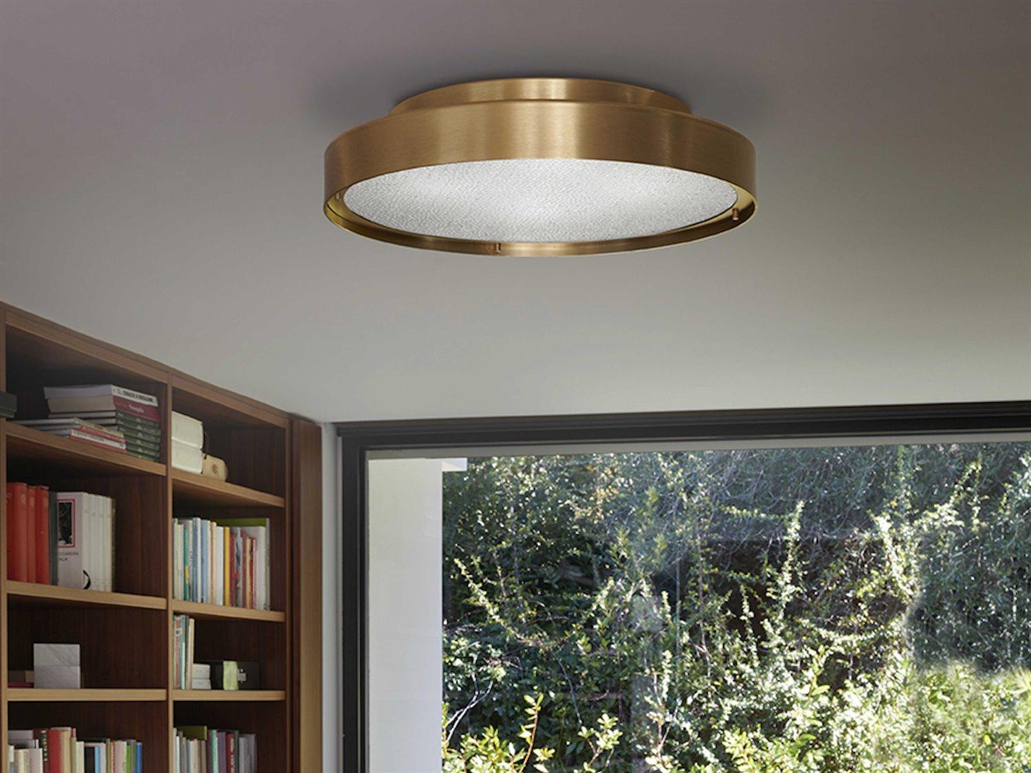 Oluce Berlin 4-Light Anodized Brass Glass LED Round Flush Mount