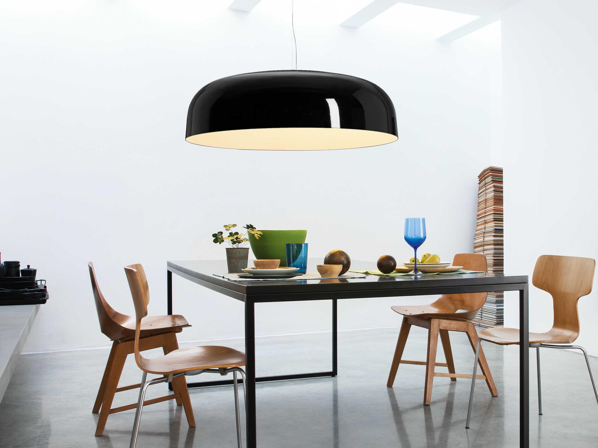 Oluce Canopy 1-Light Lacquered Black Bowl Pendant