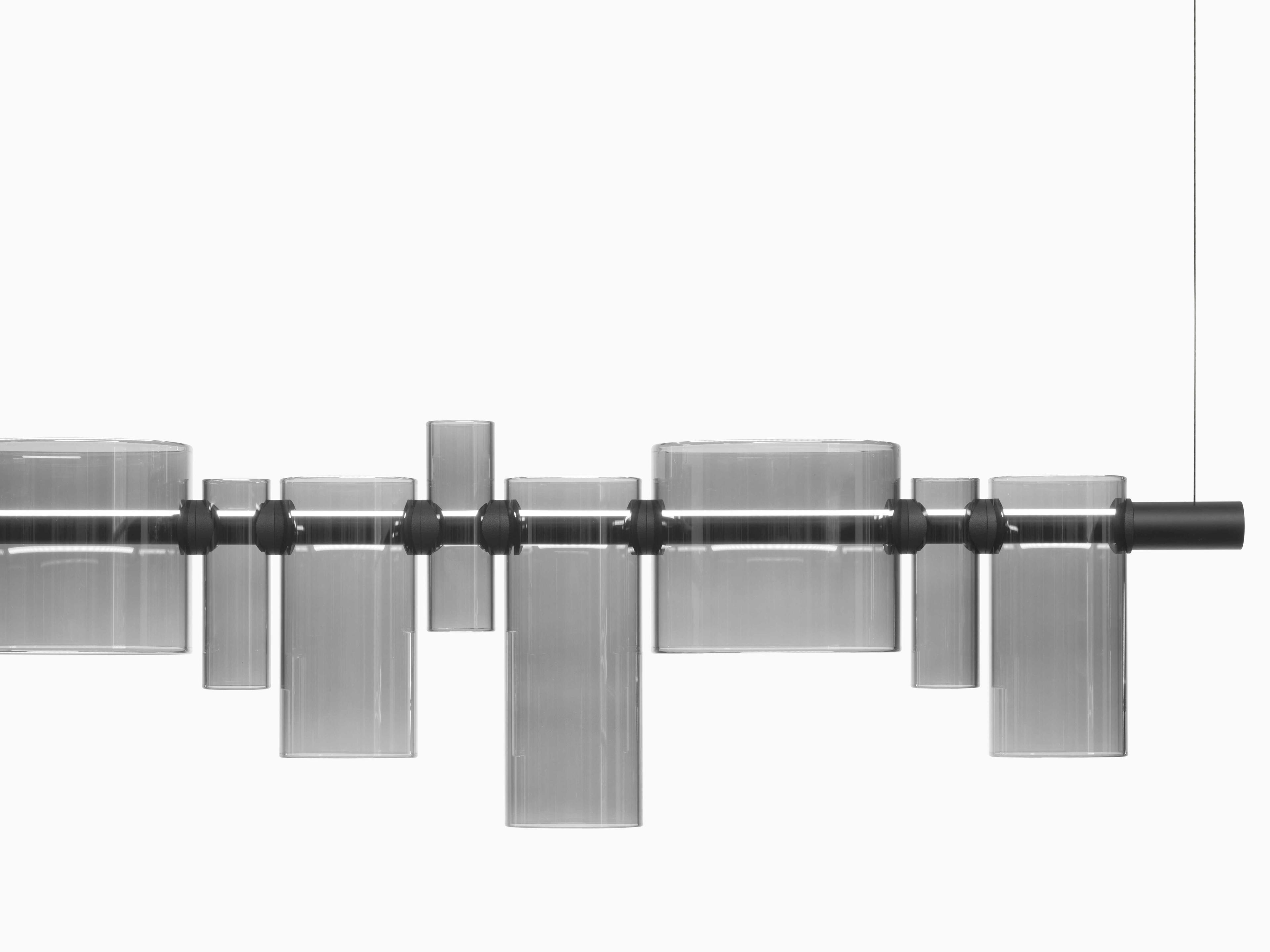 Oluce Dancing Glass 2-Light Smokey Gray Island Pendant