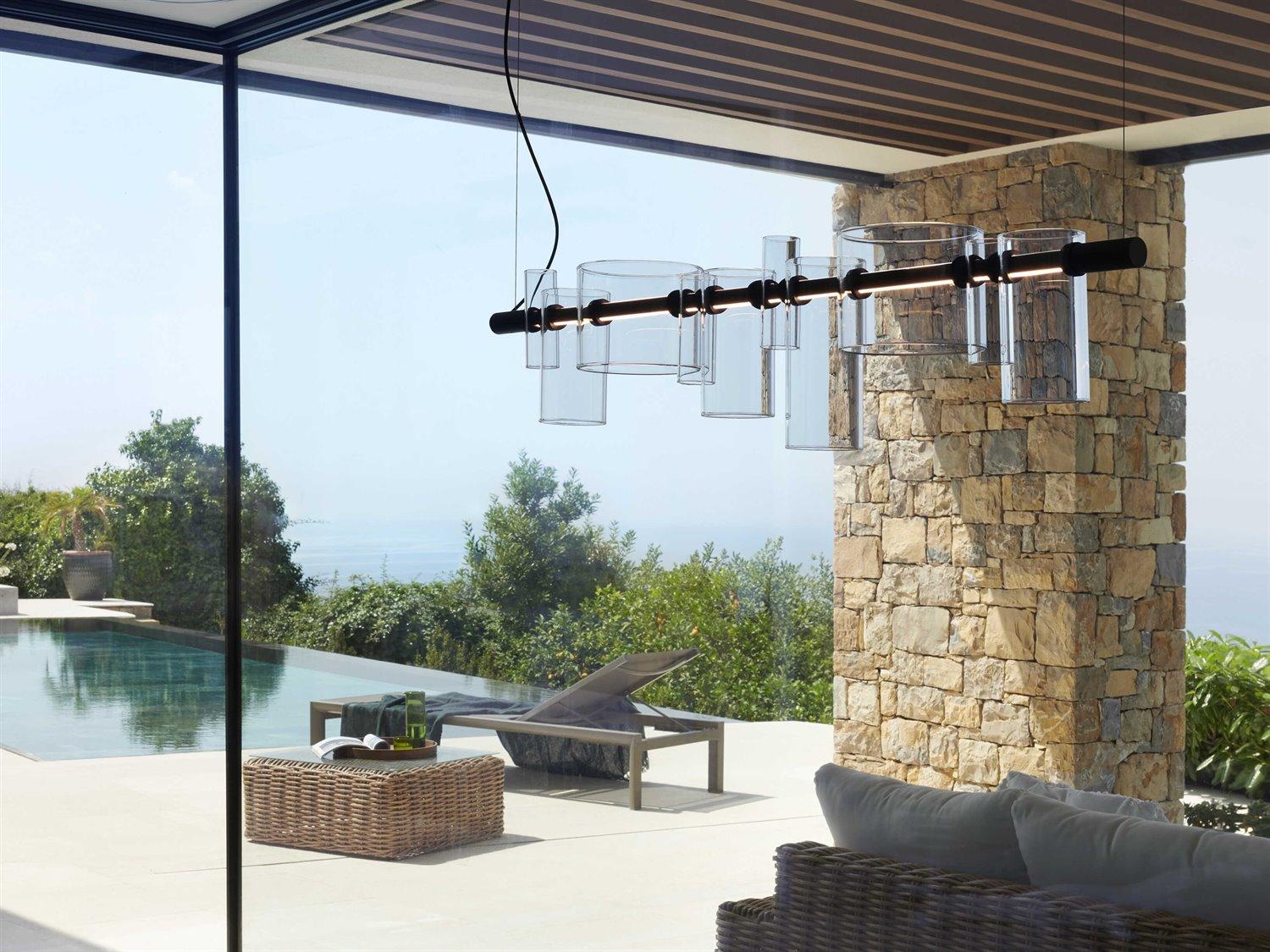 Oluce Dancing Glass 2-Light Smokey Gray Island Pendant