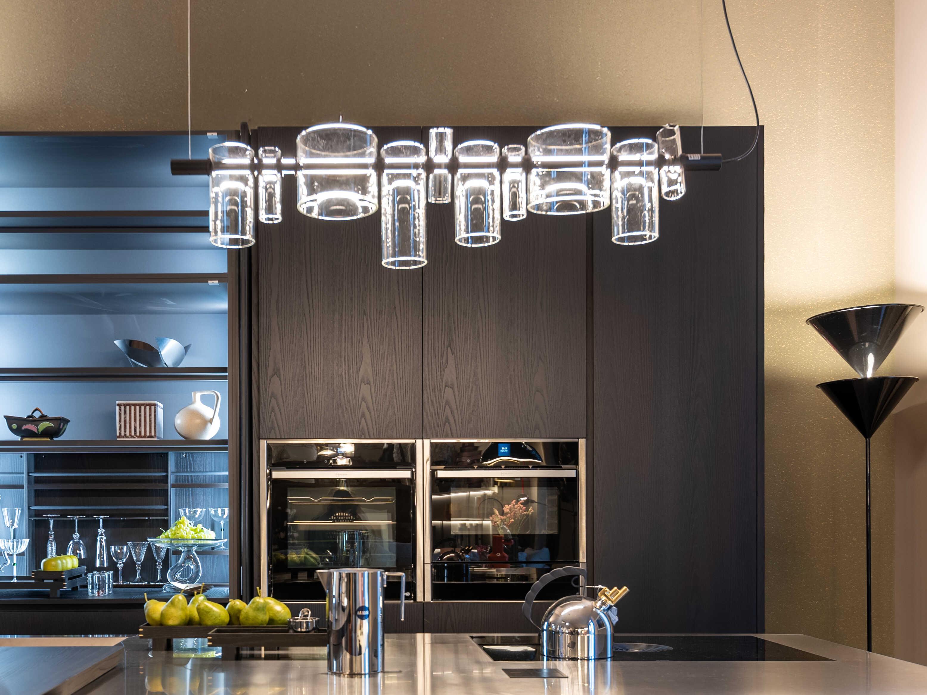 Oluce Dancing Glass 2-Light Transparent Clear Island Pendant