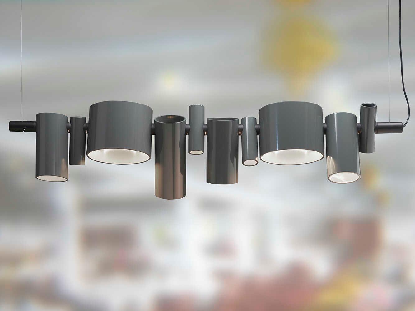 Oluce Dancing Queen 1-Light Lacquered Grey Geometric Island Pendant