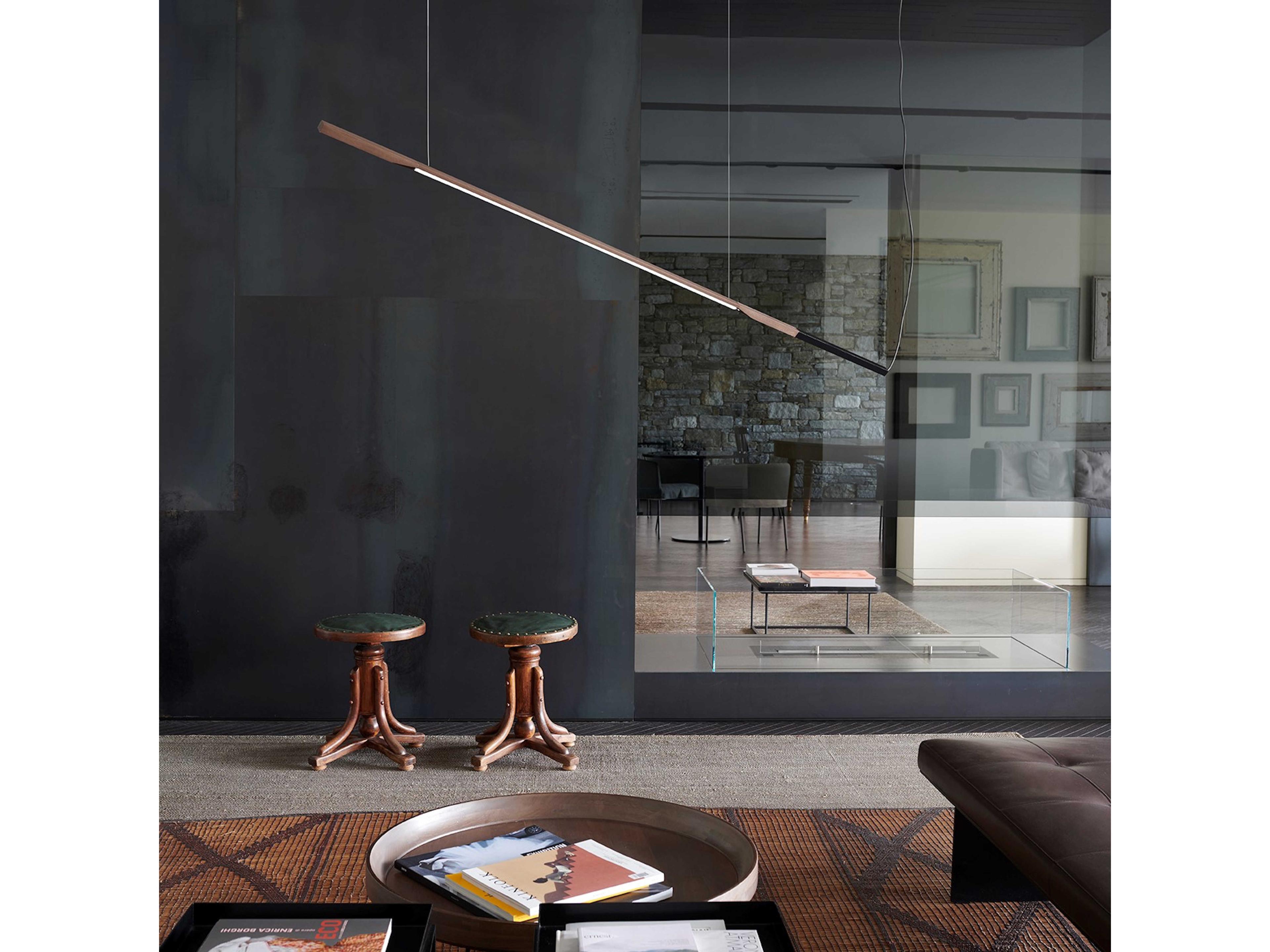 Oluce Ilo 1-Light Matt Black Anodized Bronze LED Linear Island Pendant