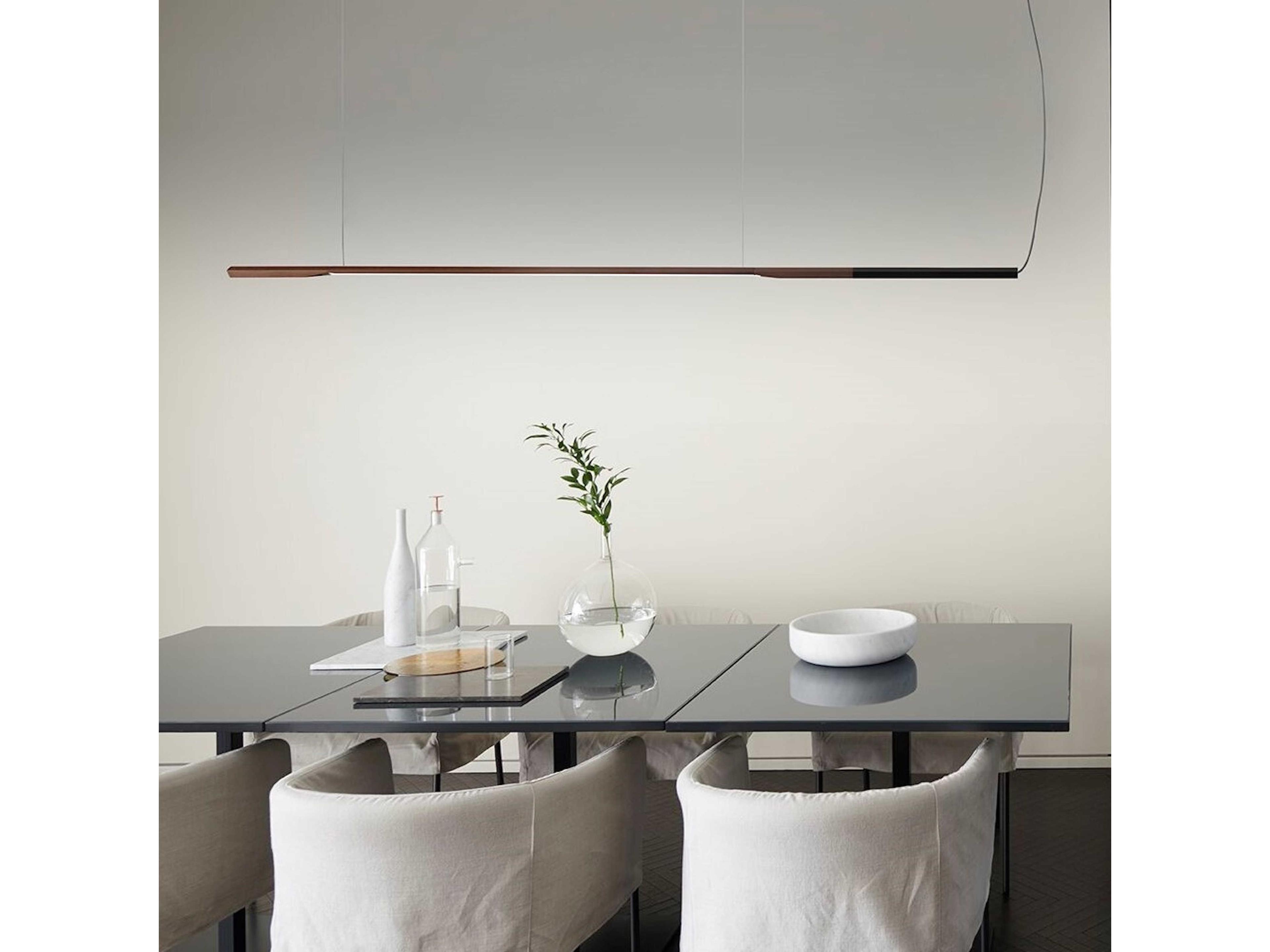 Oluce Ilo 1-Light Matt Black Anodized Bronze LED Linear Island Pendant