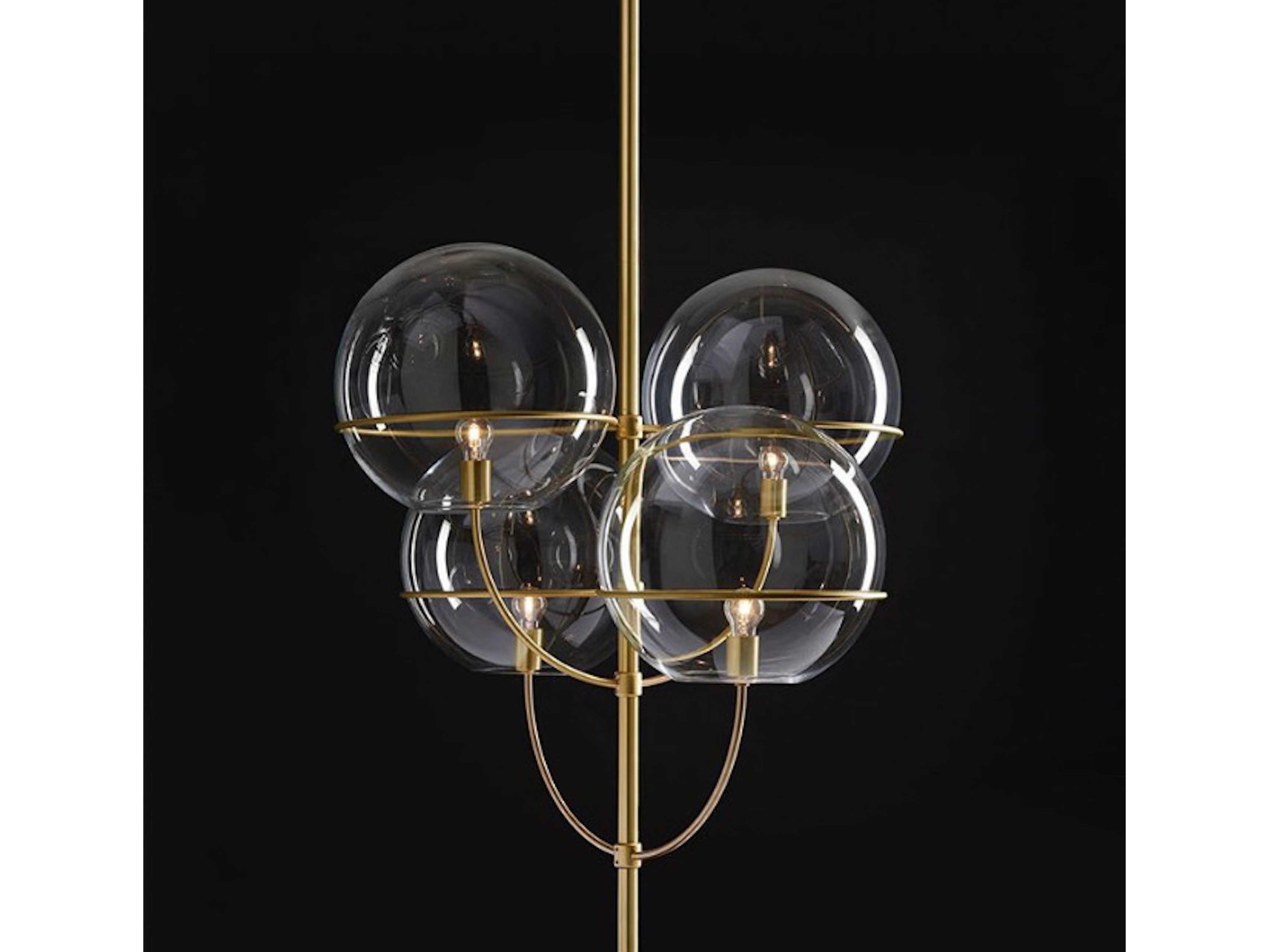 Oluce Lyndon 4-Light Gold Glass Globe Pendant