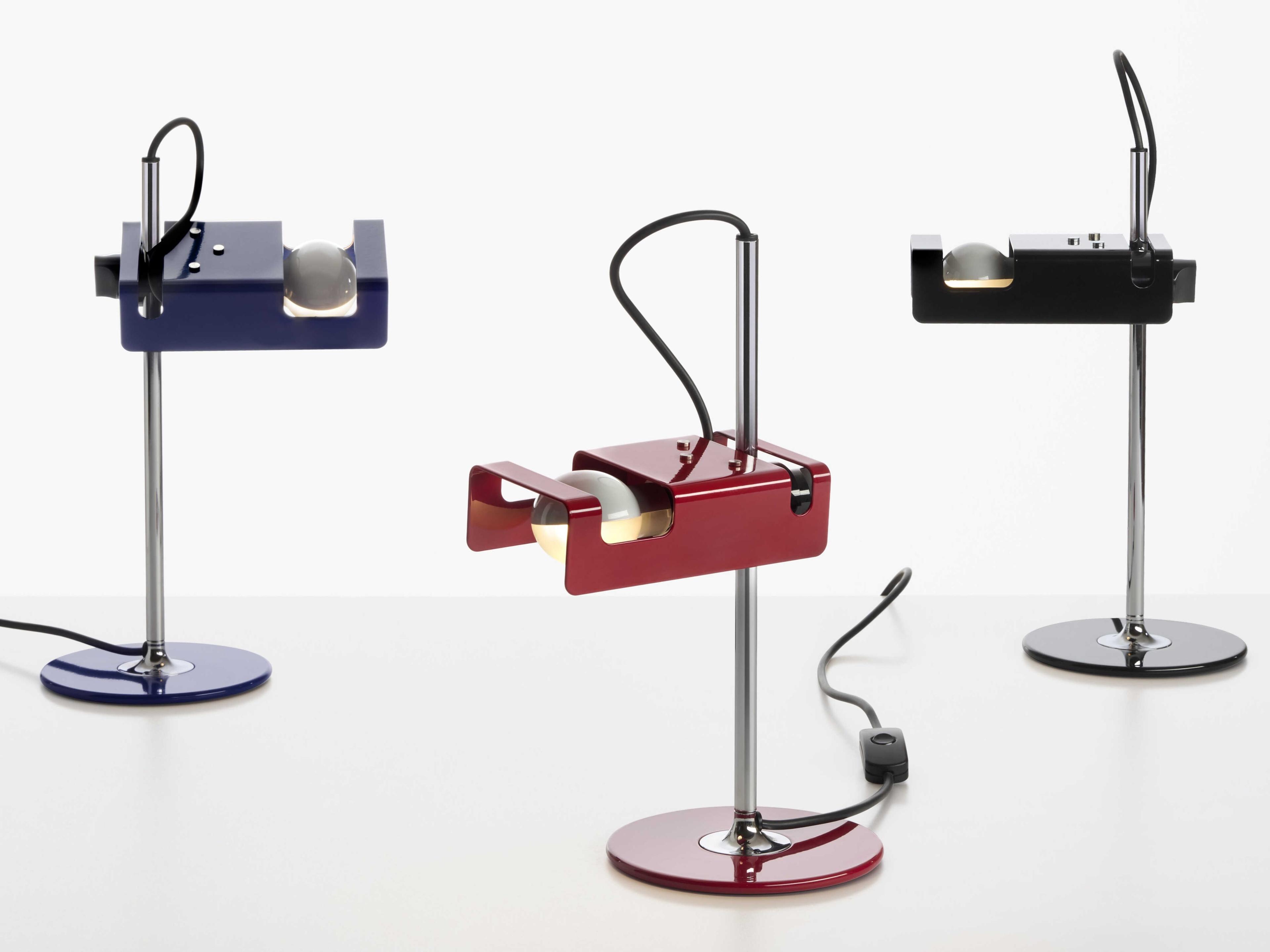 Oluce Spider Lacquered Scarlet Red Desk Lamp