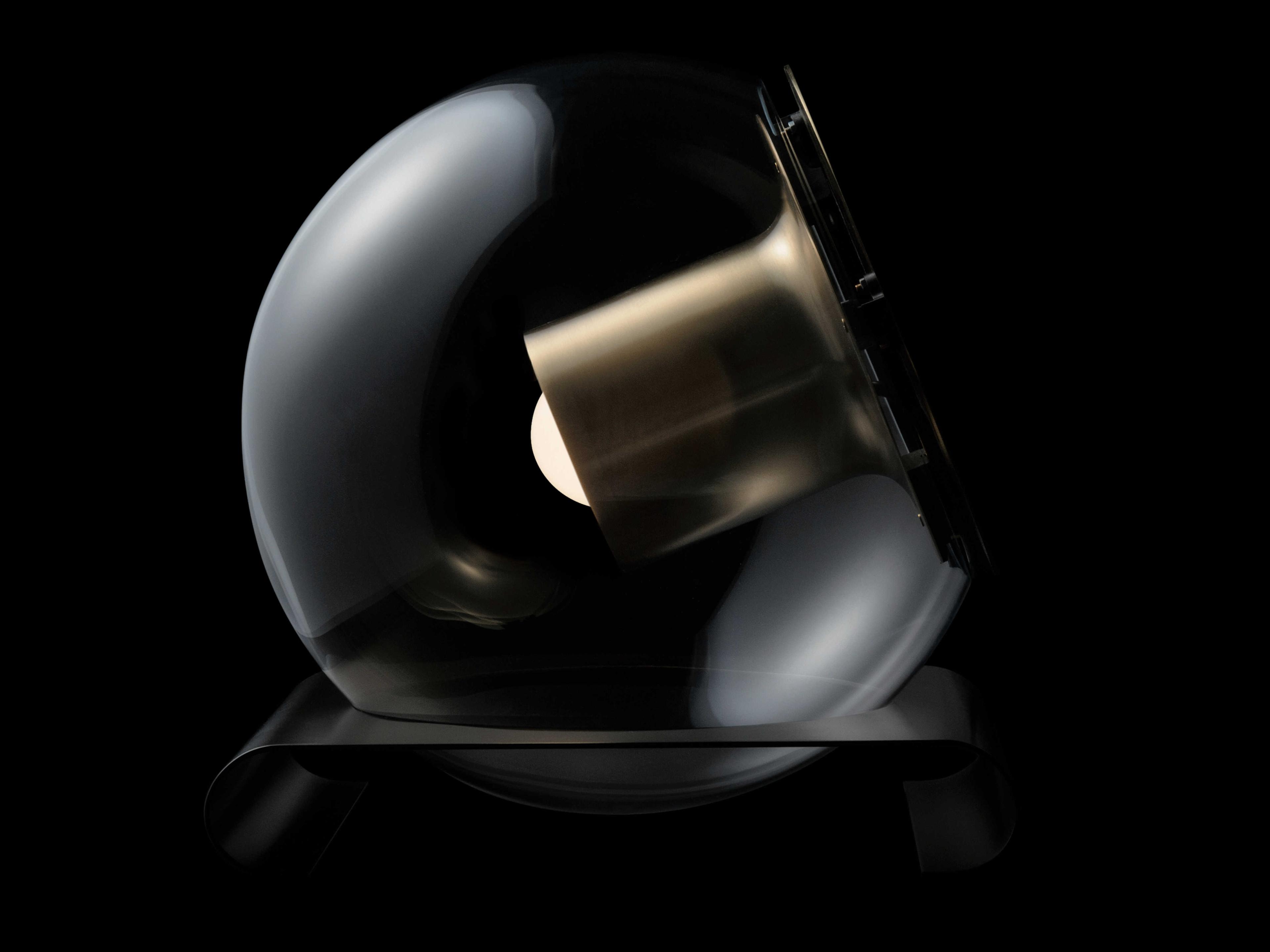 Oluce The Globe Satin Gold Glass Table Lamp