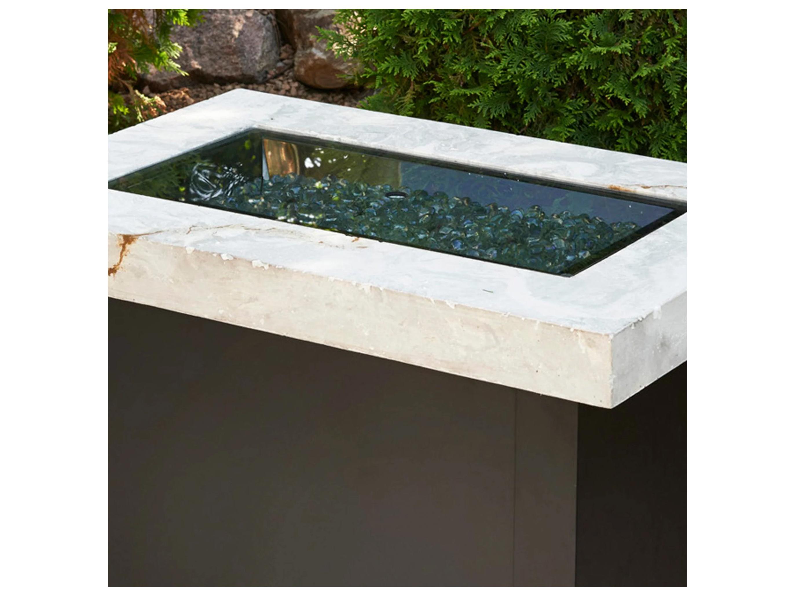 Outdoor Greatroom Glass 24''W x 12''D Rectangular Linear Grey Glass Burner Cover