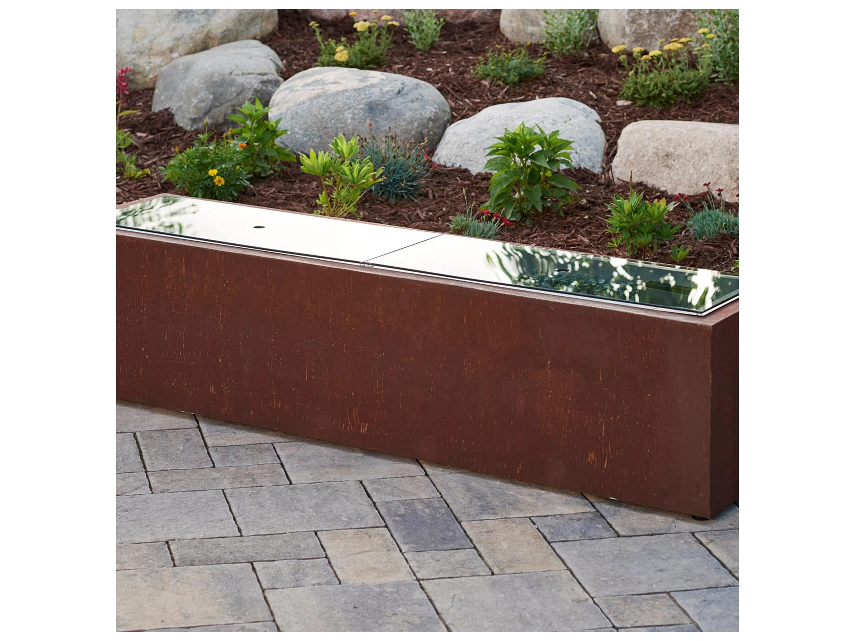 Outdoor Greatroom Glass 42''W x 12''D Rectangular Linear Grey Glass Burner Cover