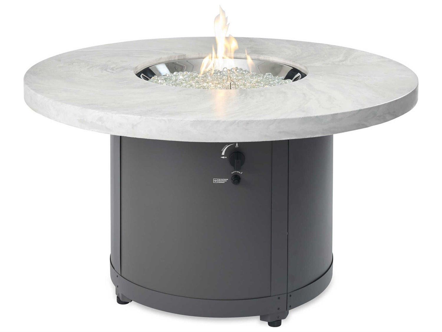 Outdoor Greatroom Beacon Aluminum Graphite Grey Round Chat Height Fire Pit Table