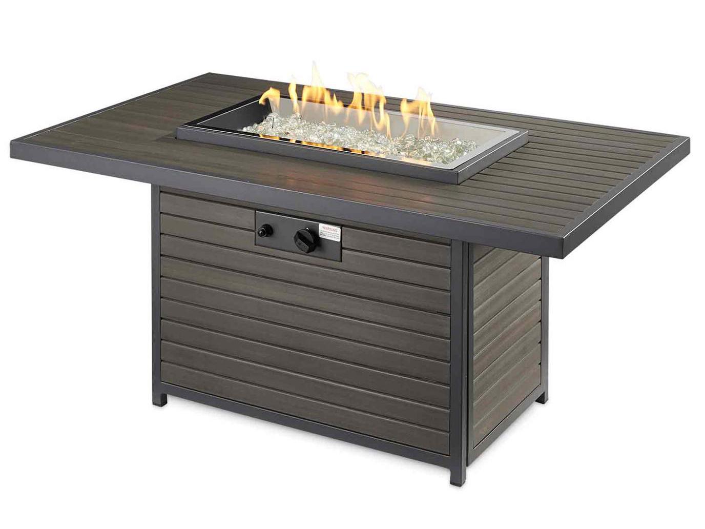 Outdoor Greatroom Brooks Aluminum Graphite Grey Rectangular Gas Fire Pit Table