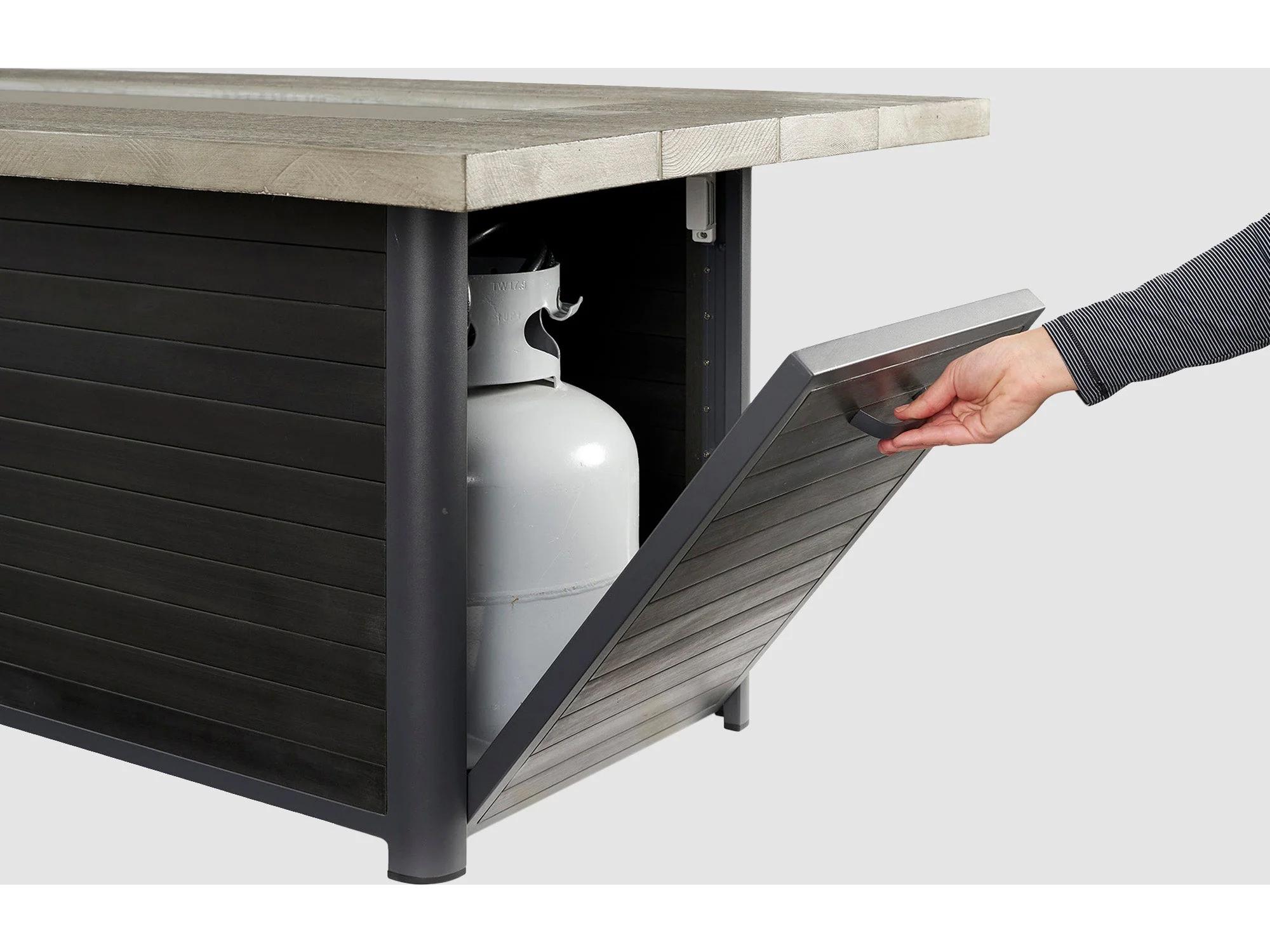 Outdoor Greatroom Cedar Ridge Steel Rectangular Linear Gas Fire Pit Table with Direct Spark Ignition LP