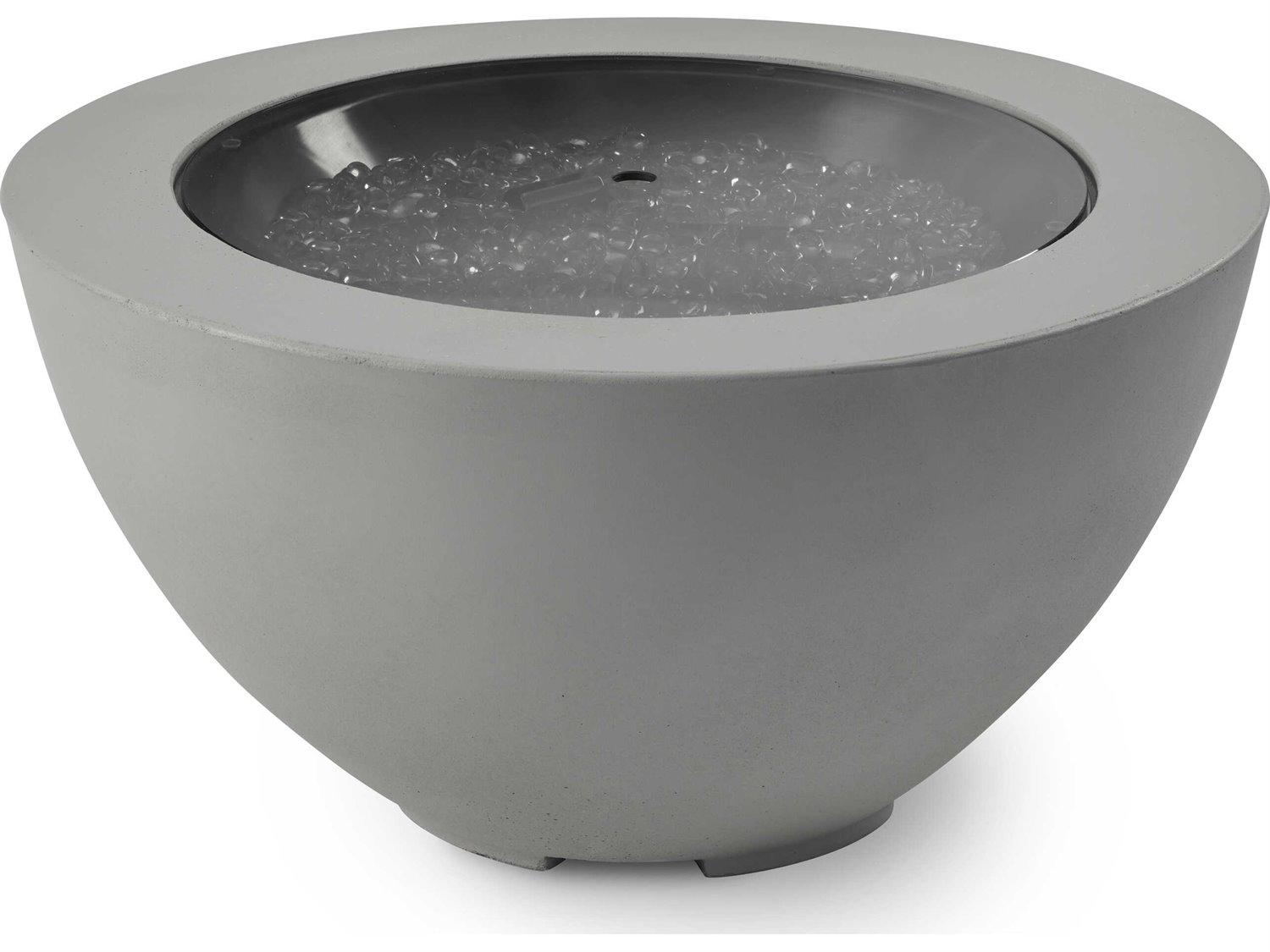 Outdoor Greatroom Cove Natural Grey Super Cast Concrete Round Gas Fire Pit Bowl