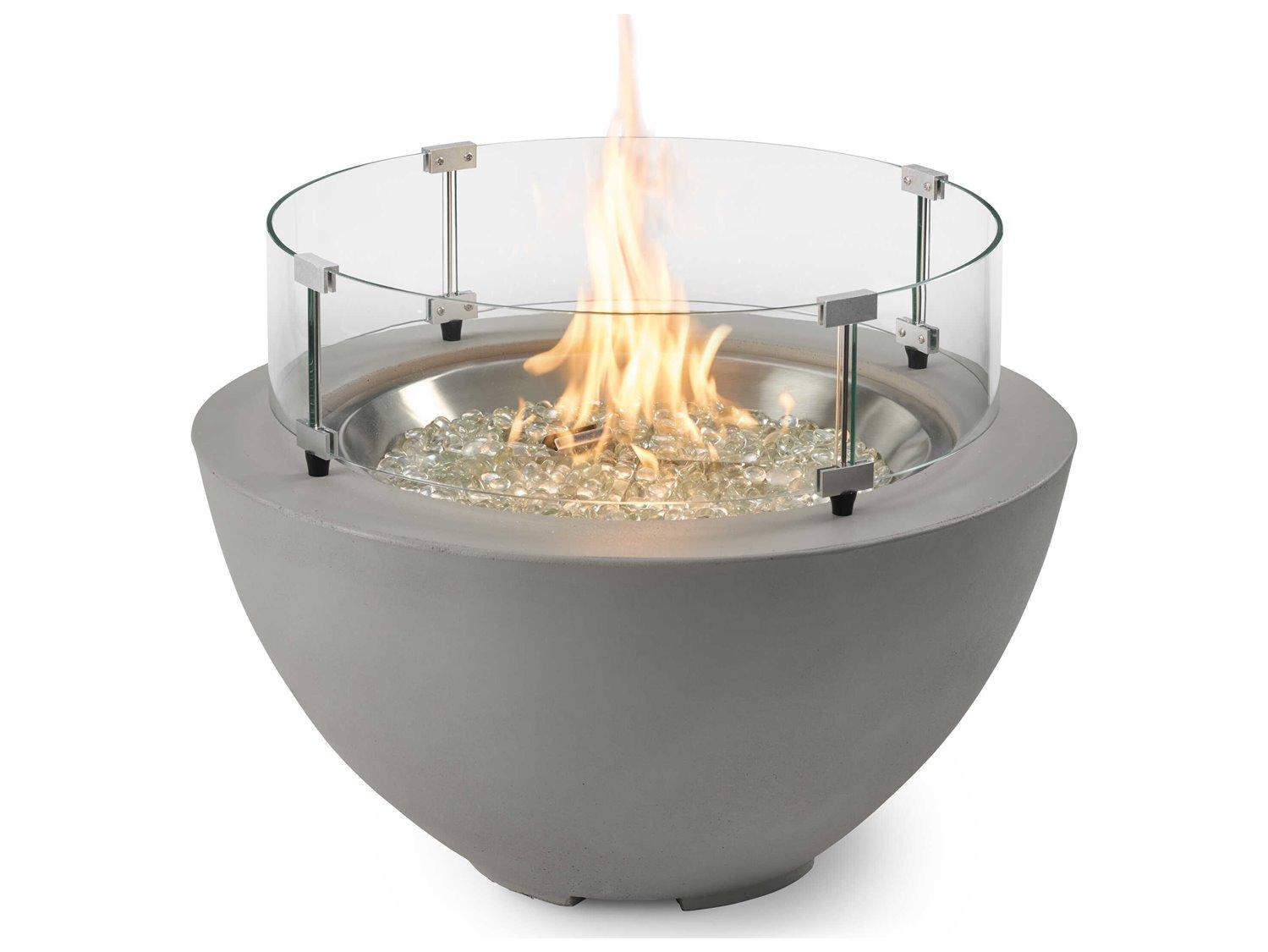 Outdoor Greatroom Cove Natural Grey Super Cast Concrete Round Gas Fire Pit Bowl