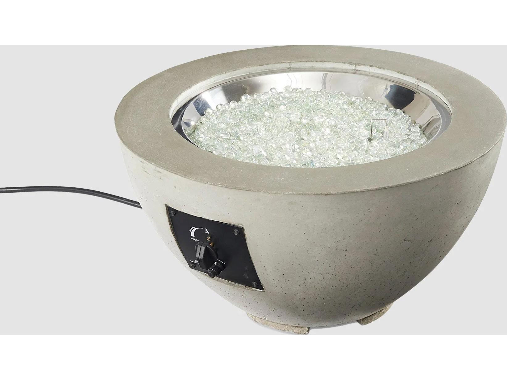 Outdoor Greatroom Cove Super Cast Concrete Natural Grey Round Gas Fire Pit Bowl with Direct Spark Ignition LP