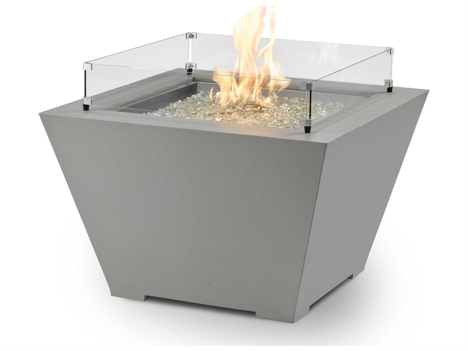Outdoor Greatroom Cove Natural Grey Supercast Concrete Square Gas Fire Pit Bowl