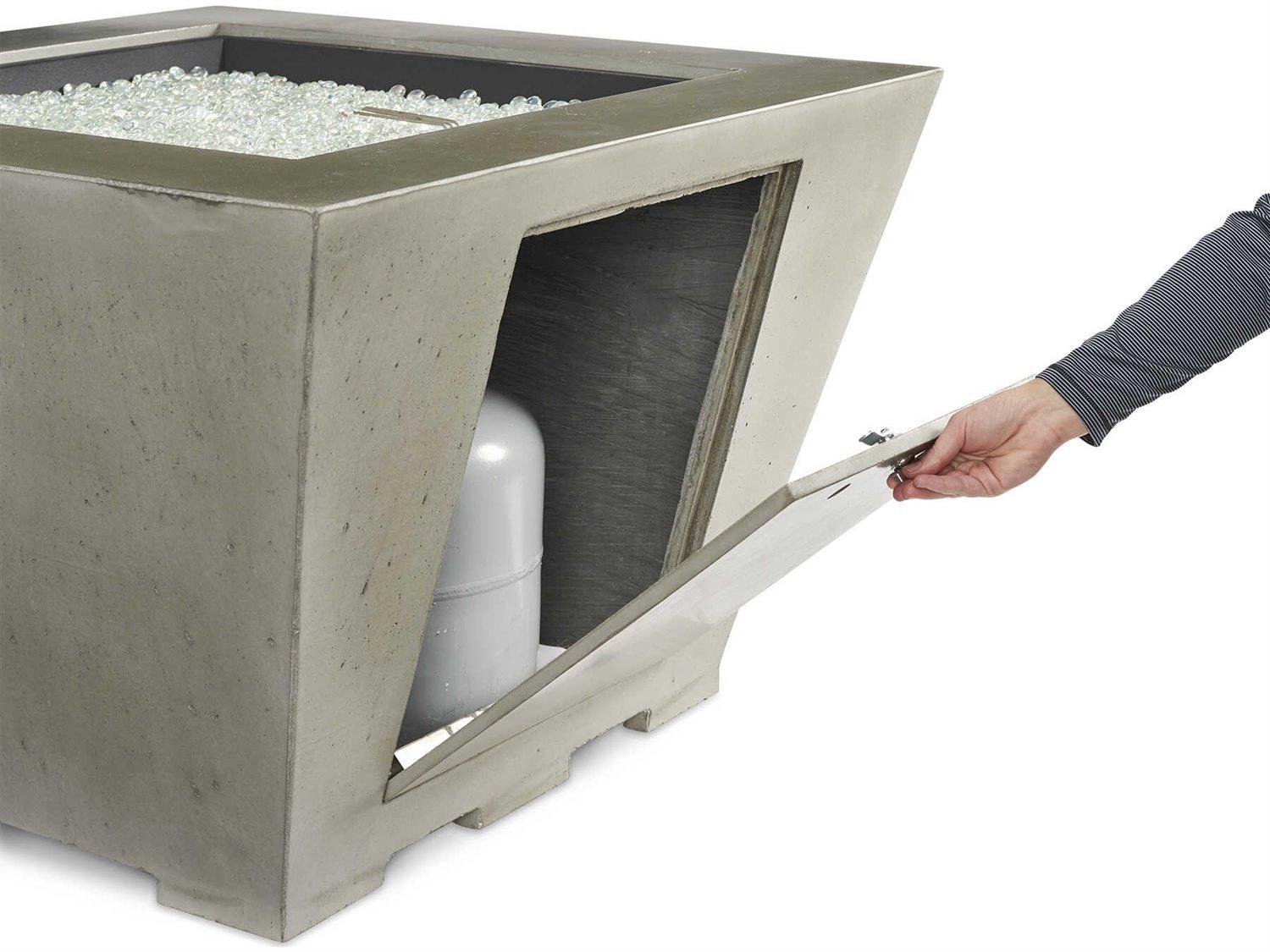 Outdoor Greatroom Cove Natural Grey Supercast Concrete Square Gas Fire Pit Bowl