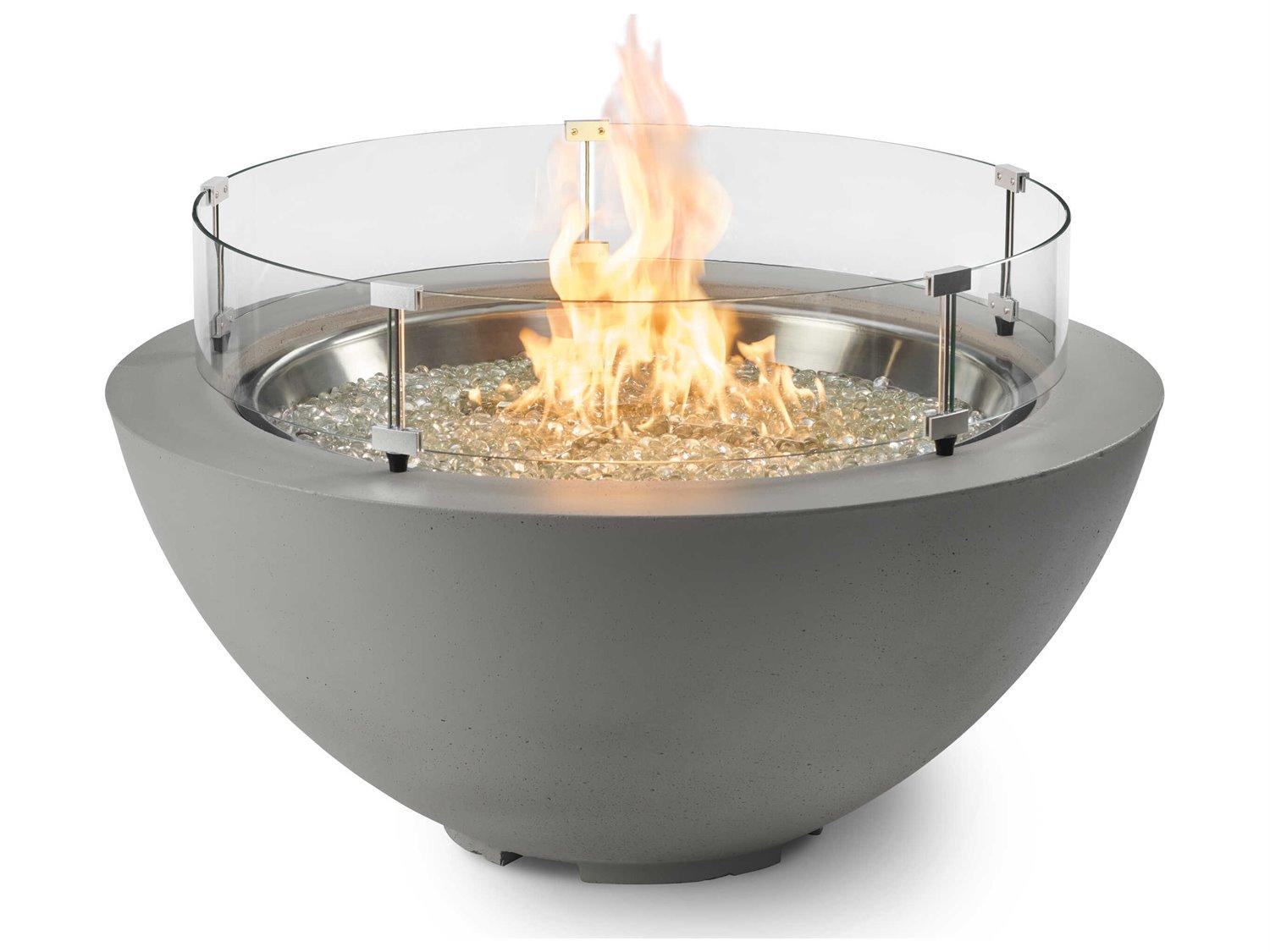 Outdoor Greatroom Cove Natural Grey Supercast Concrete Round Gas Fire Pit Bowl