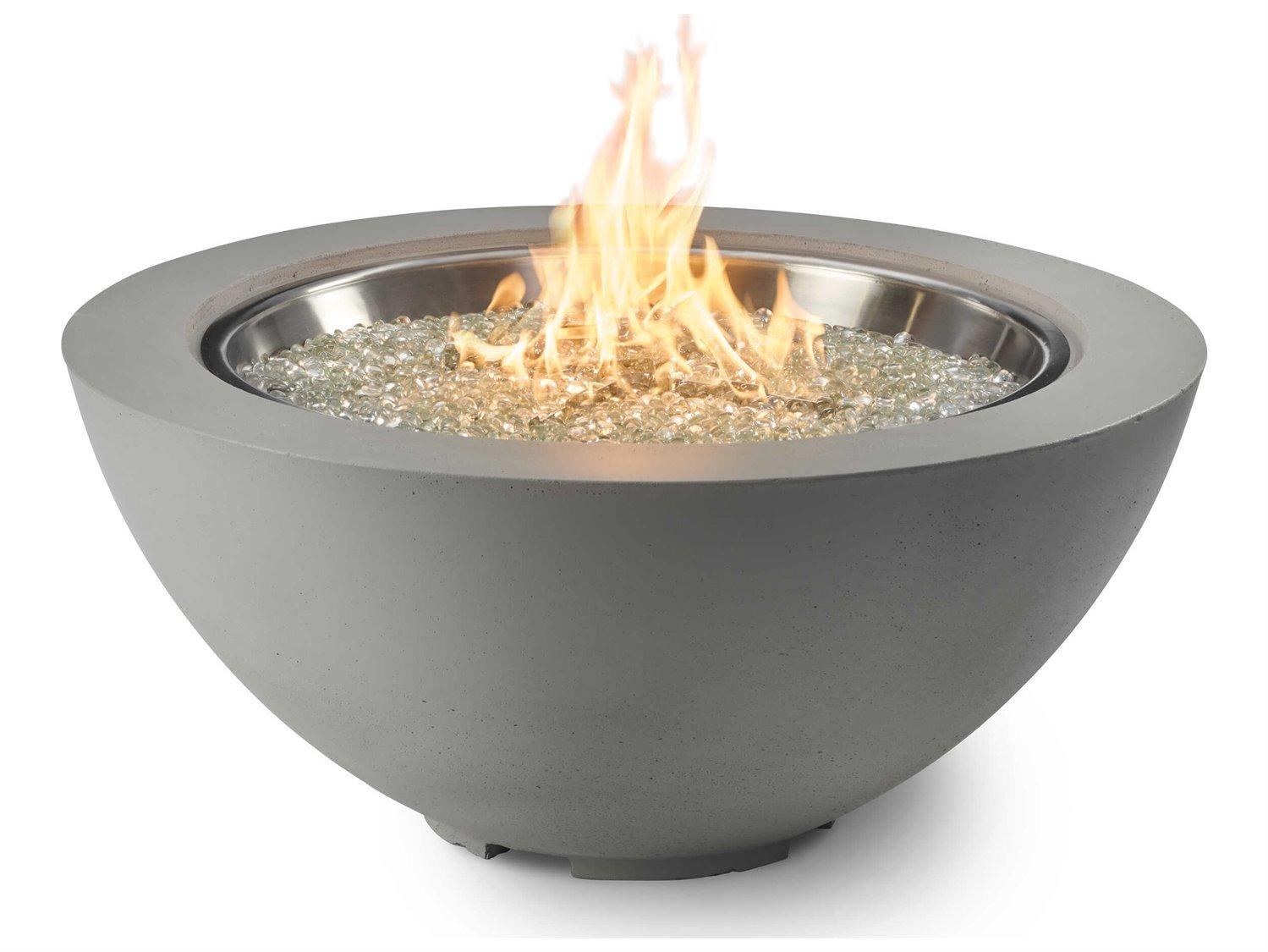 Outdoor Greatroom Cove Natural Grey Supercast Concrete Round Gas Fire Pit Bowl