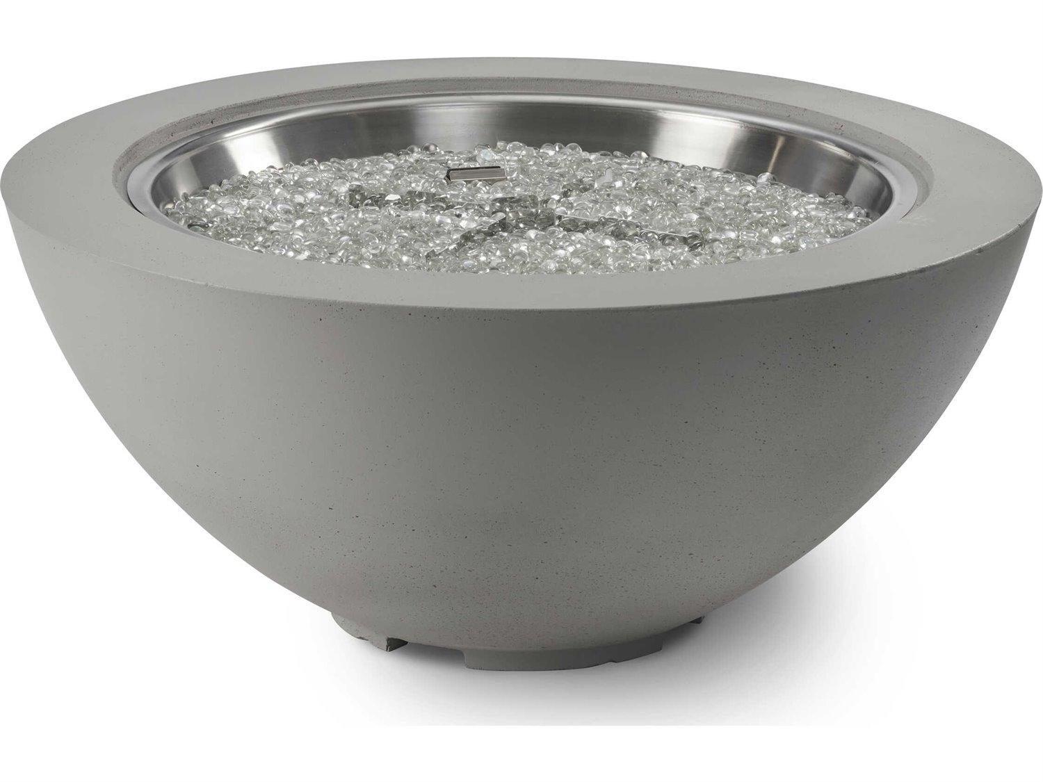 Outdoor Greatroom Cove Natural Grey Supercast Concrete Round Gas Fire Pit Bowl