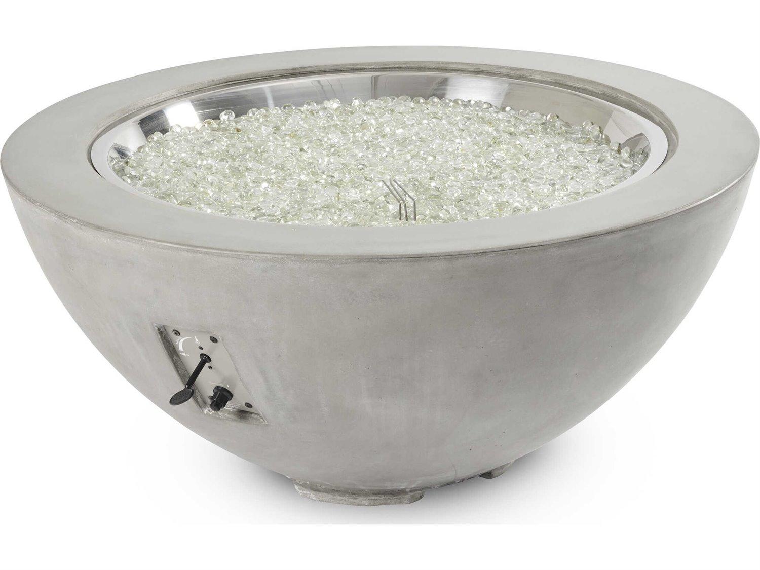 Outdoor Greatroom Cove Natural Grey Supercast Concrete Round Gas Fire Pit Bowl