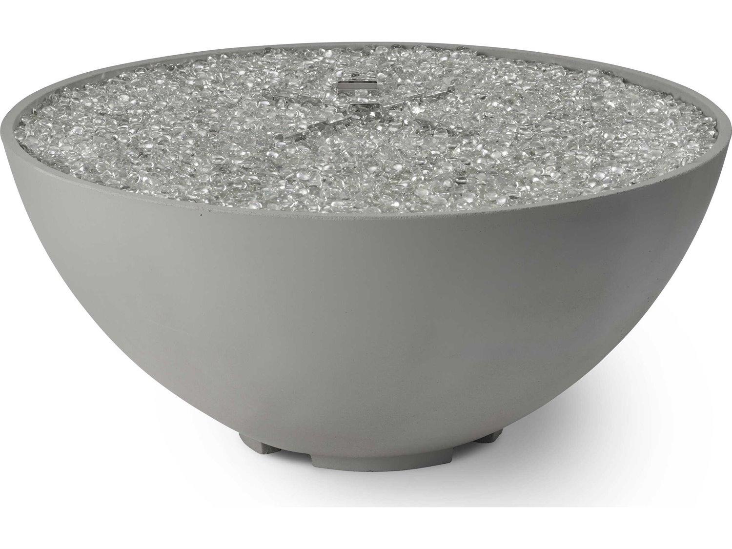 Outdoor Greatroom Cove Edge Concrete Natural Grey Round Gas Fire Pit Bowl