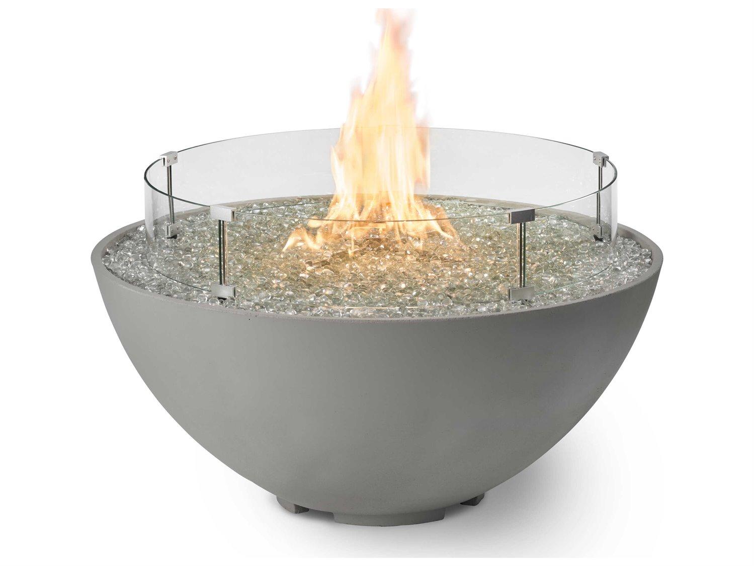 Outdoor Greatroom Cove Edge Concrete Natural Grey Round Gas Fire Pit Bowl