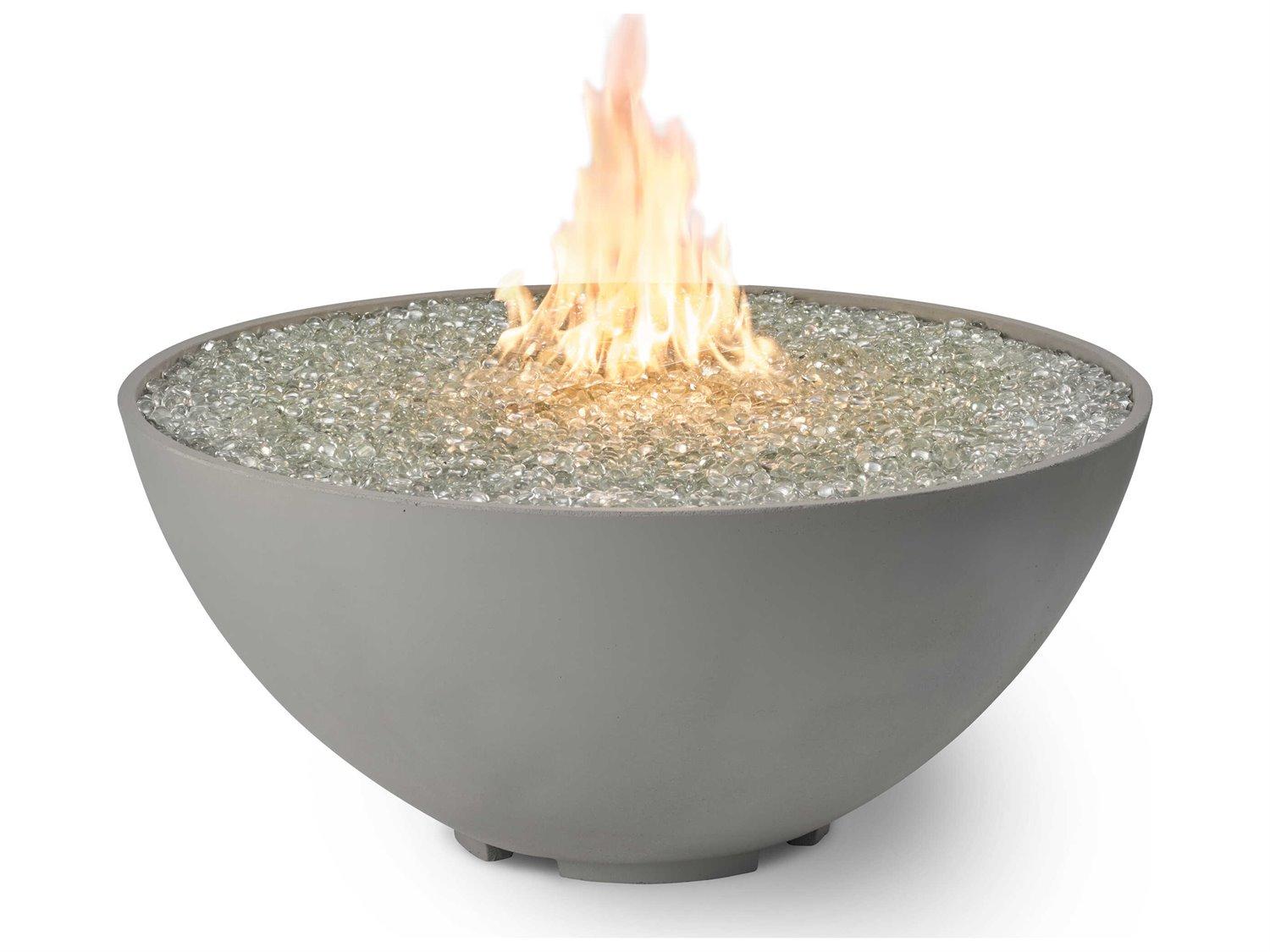 Outdoor Greatroom Cove Edge Concrete Natural Grey Round Gas Fire Pit Bowl