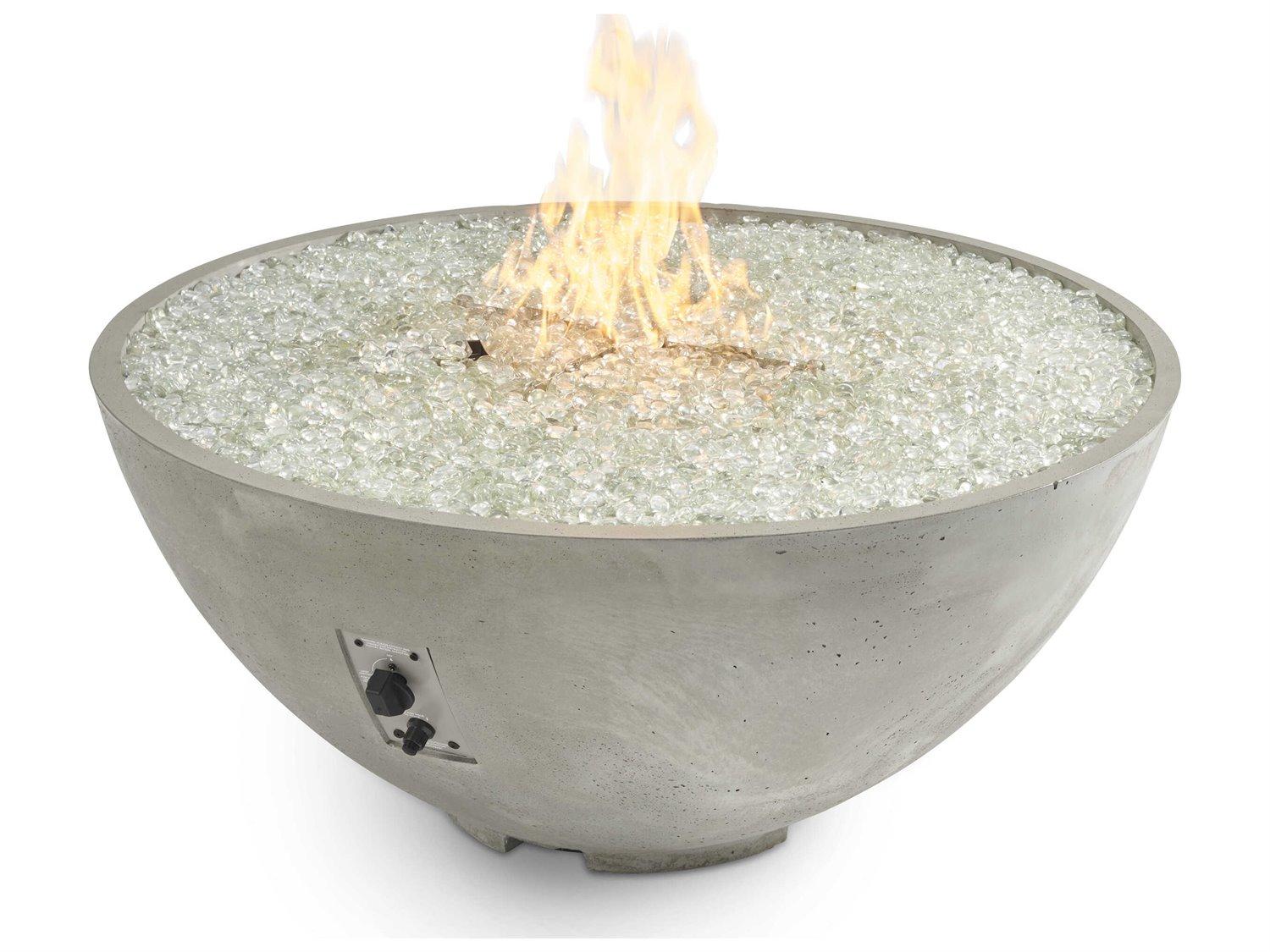 Outdoor Greatroom Cove Edge Concrete Natural Grey Round Gas Fire Pit Bowl