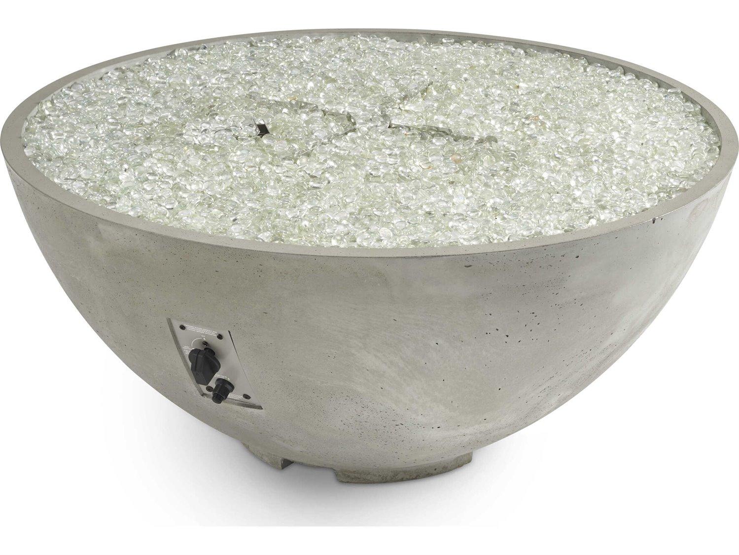 Outdoor Greatroom Cove Edge Concrete Natural Grey Round Gas Fire Pit Bowl