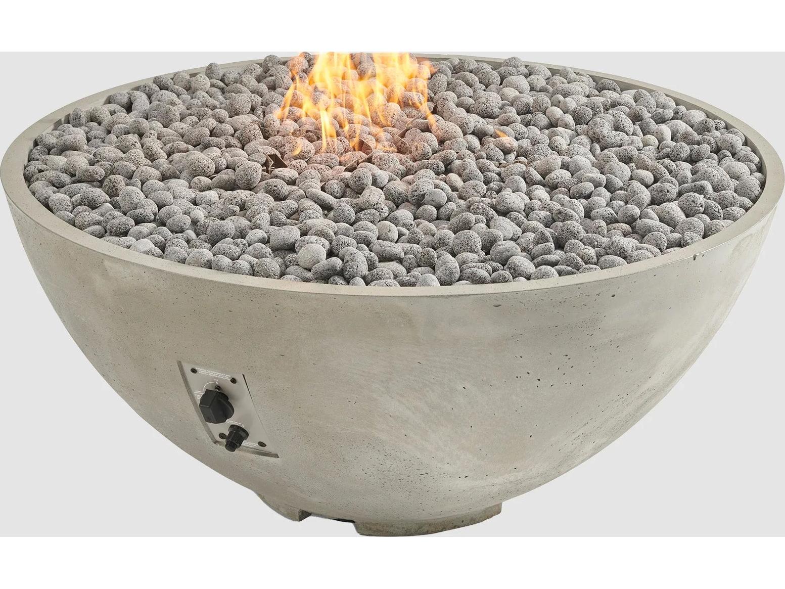 Outdoor Greatroom Cove Edge Natural Grey Round Gas Fire Pit Bowl with Direct Spark Ignition NG
