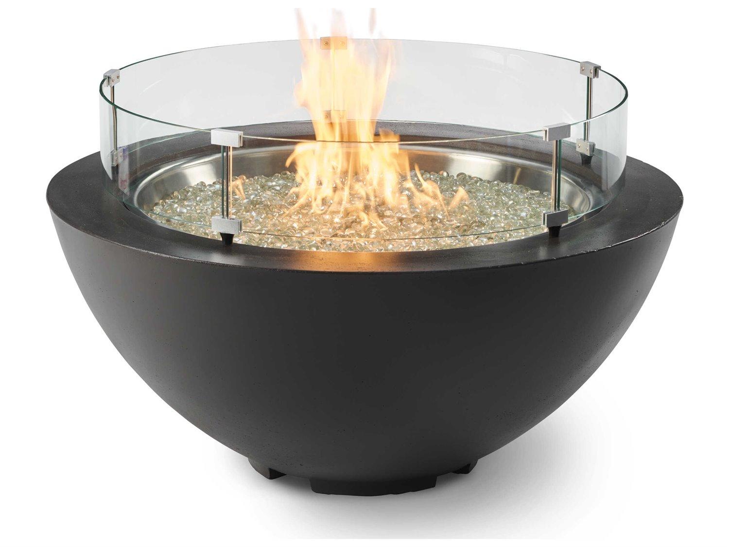 Outdoor Greatroom Cove Concrete Midnight Mist Round Gas Fire Pit Bowl