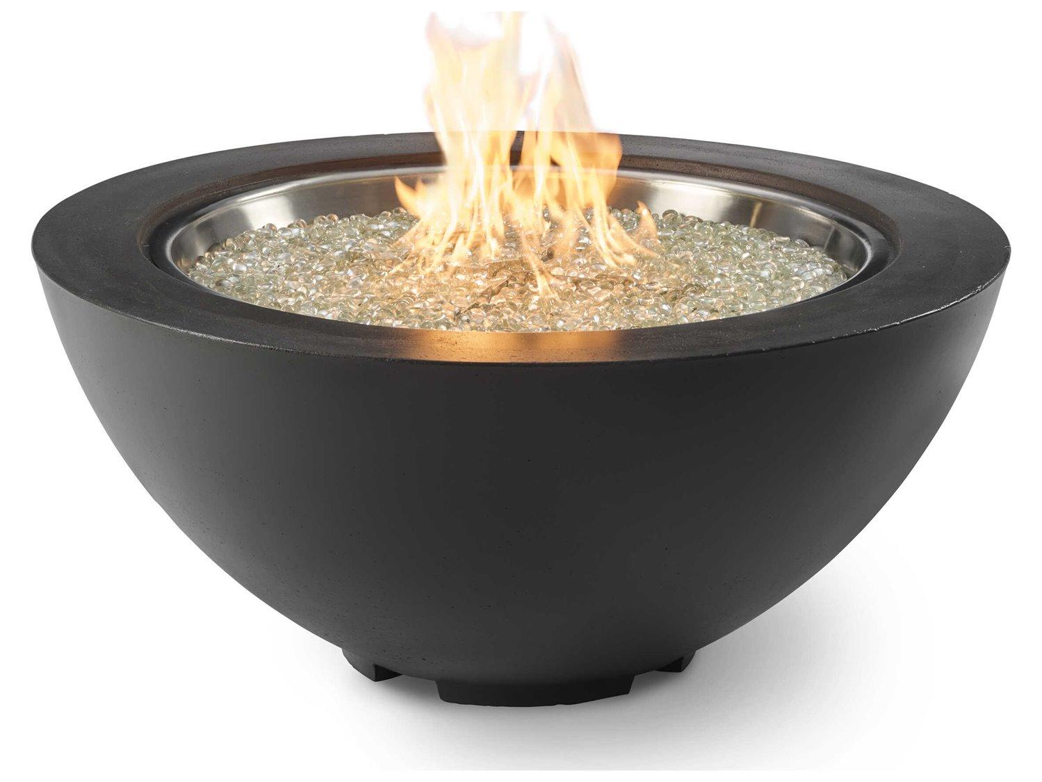 Outdoor Greatroom Cove Concrete Midnight Mist Round Gas Fire Pit Bowl