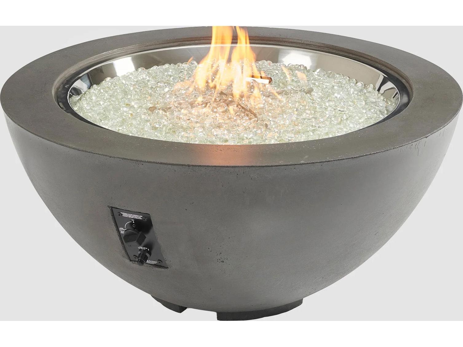 Outdoor Greatroom Cove Supercast Concrete Midnight Mist Round Gas Fire Pit Bowl with Direct Spark Ignition NG
