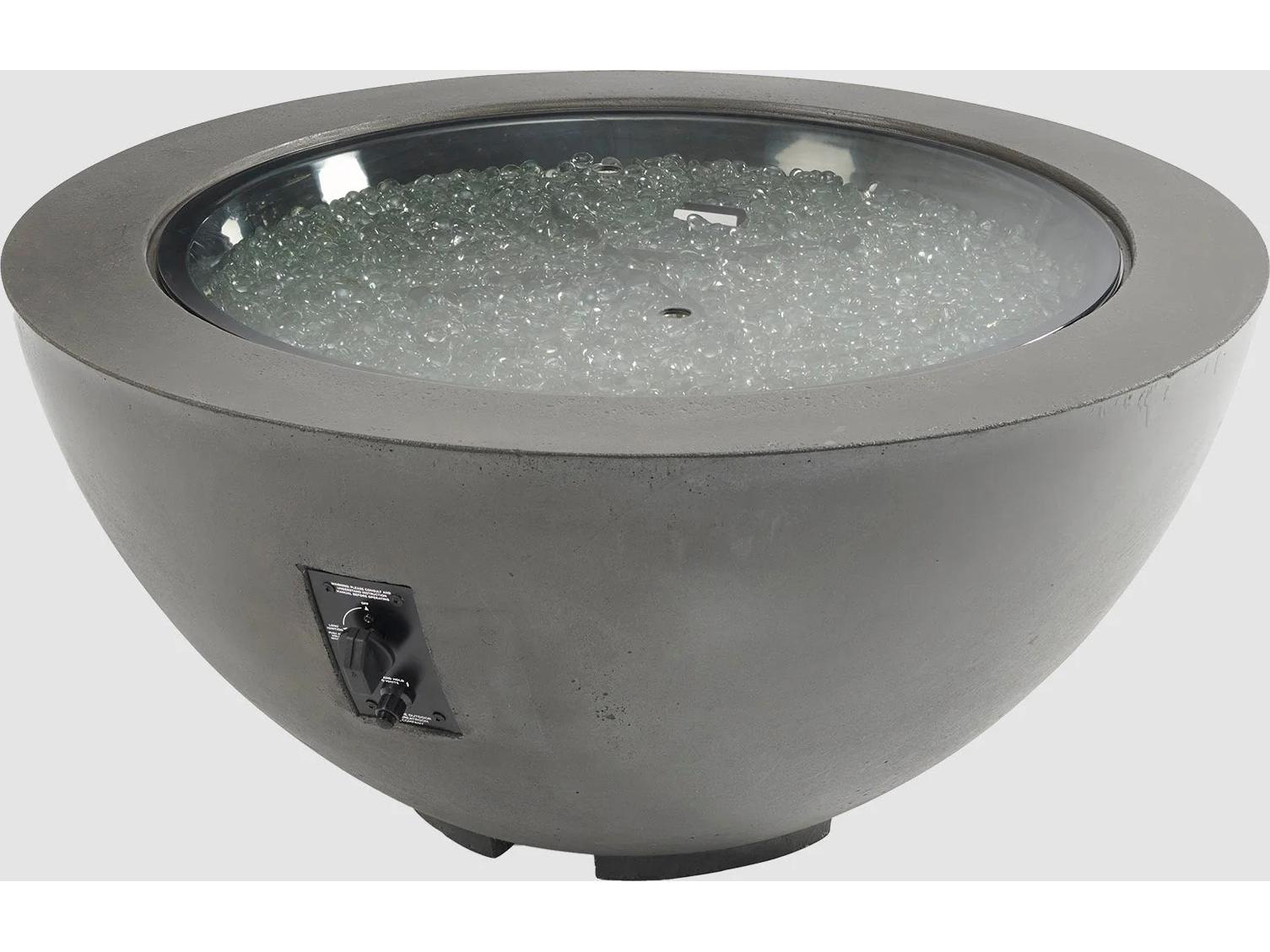 Outdoor Greatroom Cove Supercast Concrete Midnight Mist Round Gas Fire Pit Bowl with Direct Spark Ignition NG
