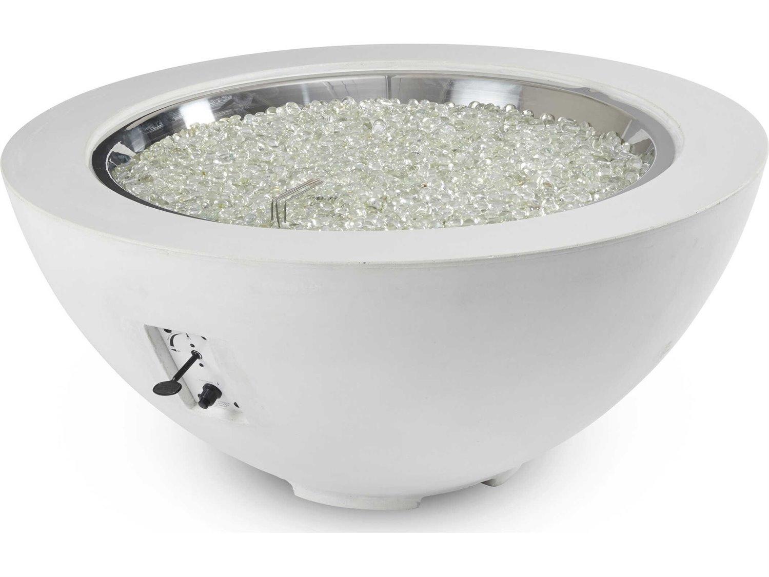 Outdoor Greatroom Cove Concrete White Round Gas Fire Pit Bowl
