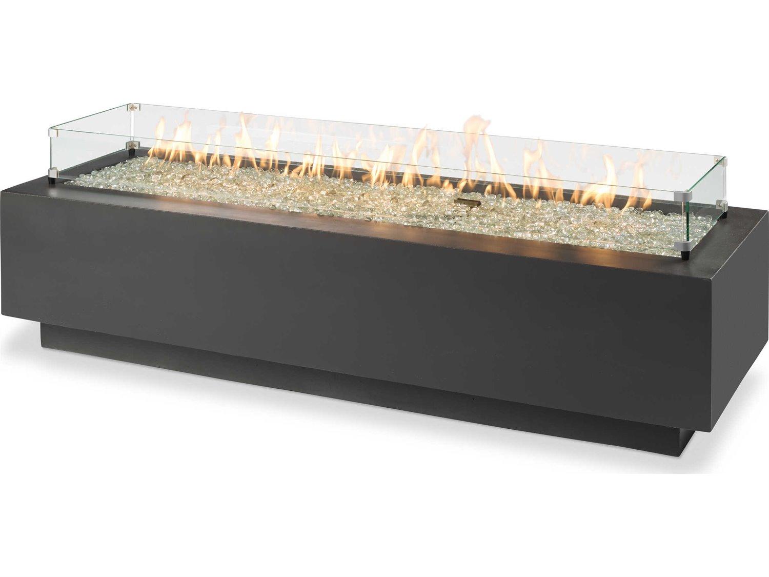 Outdoor Greatroom Cove Concrete Midnight Mist Rectangular Linear Gas Fire Pit Table