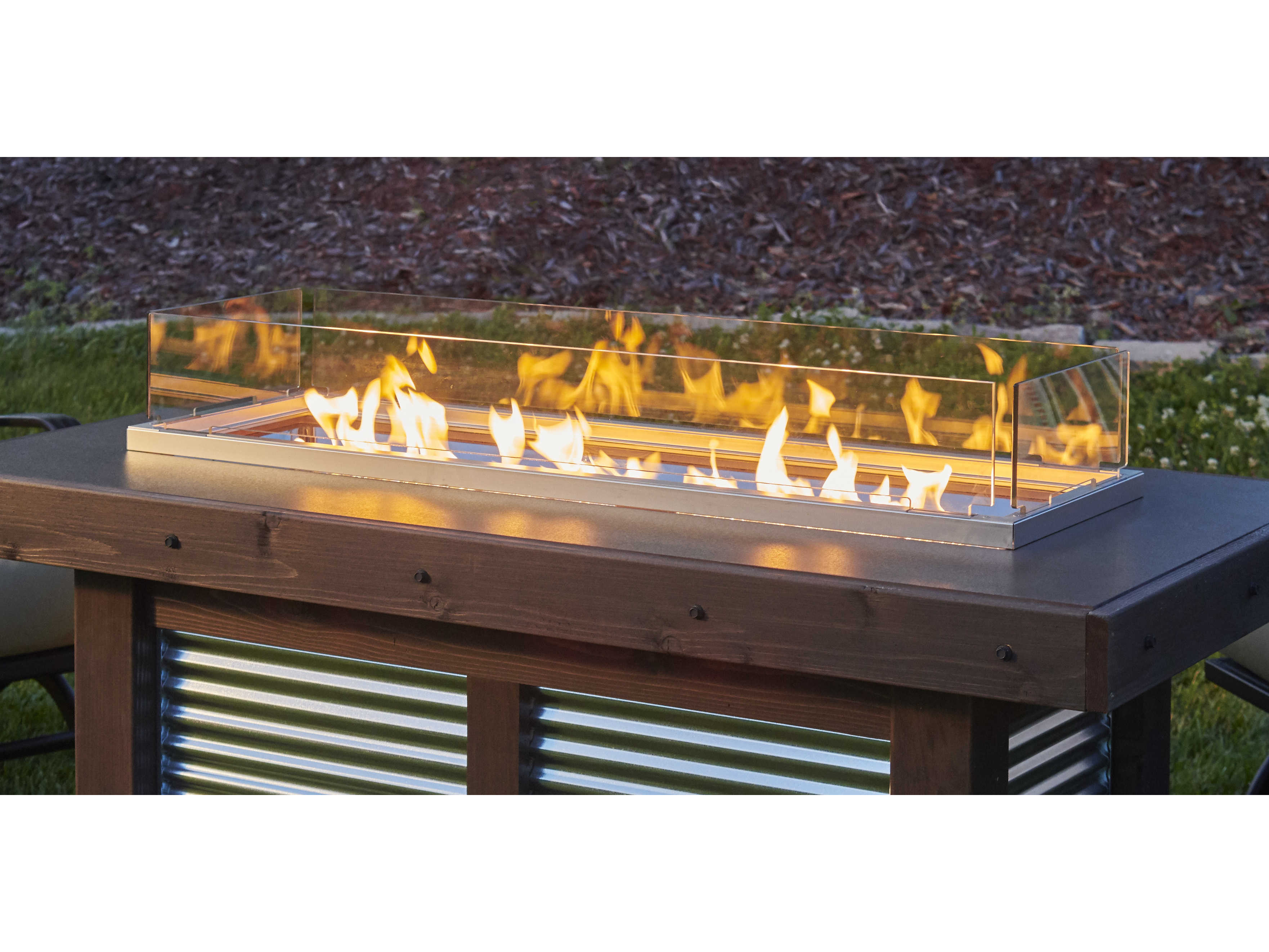 Outdoor Greatroom Tempered Glass 42''W x 12''D Rectangular Folding Wind Guard