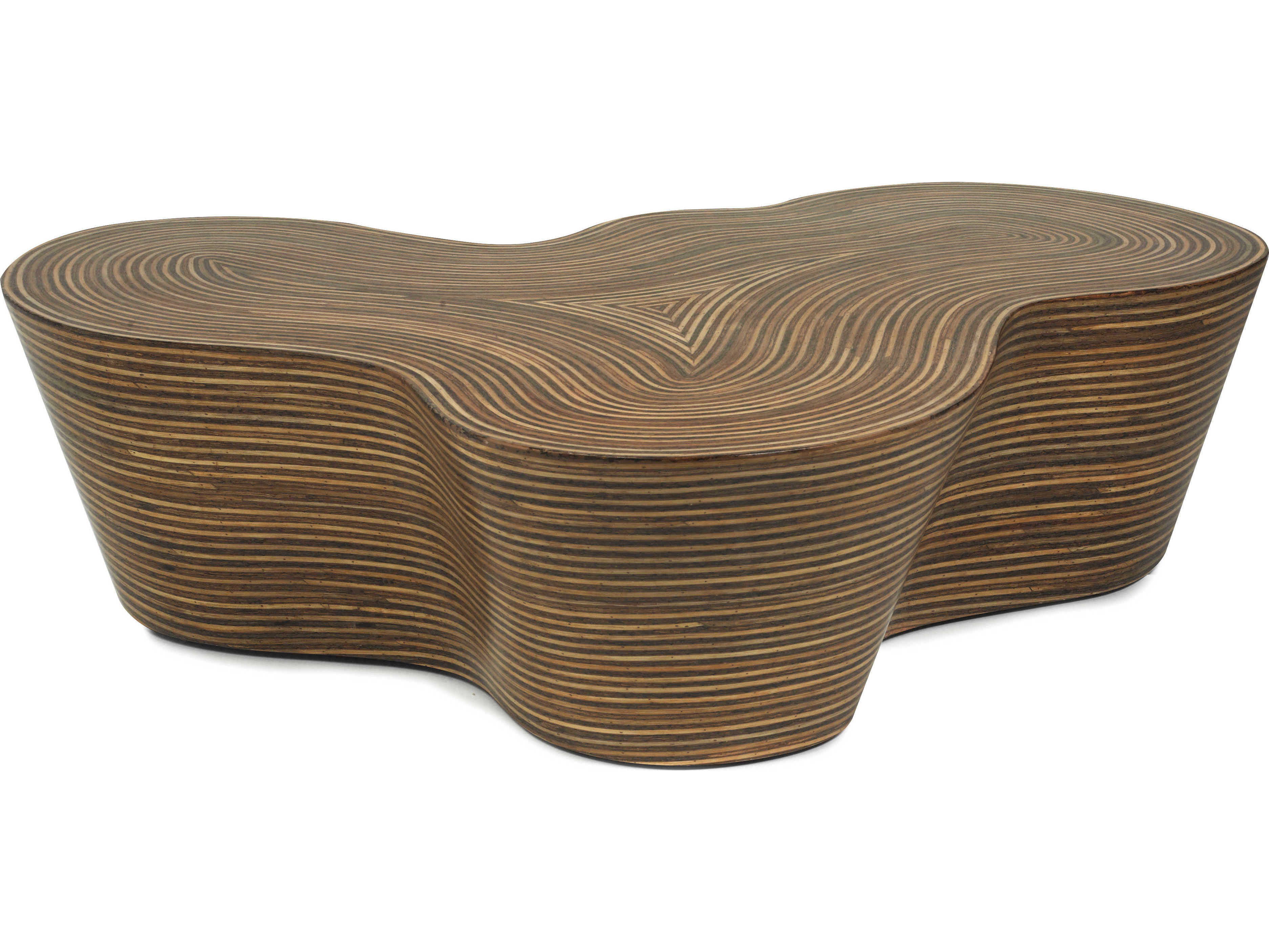 Oggetti Orgo Wood Rattan Strips Coffee Table