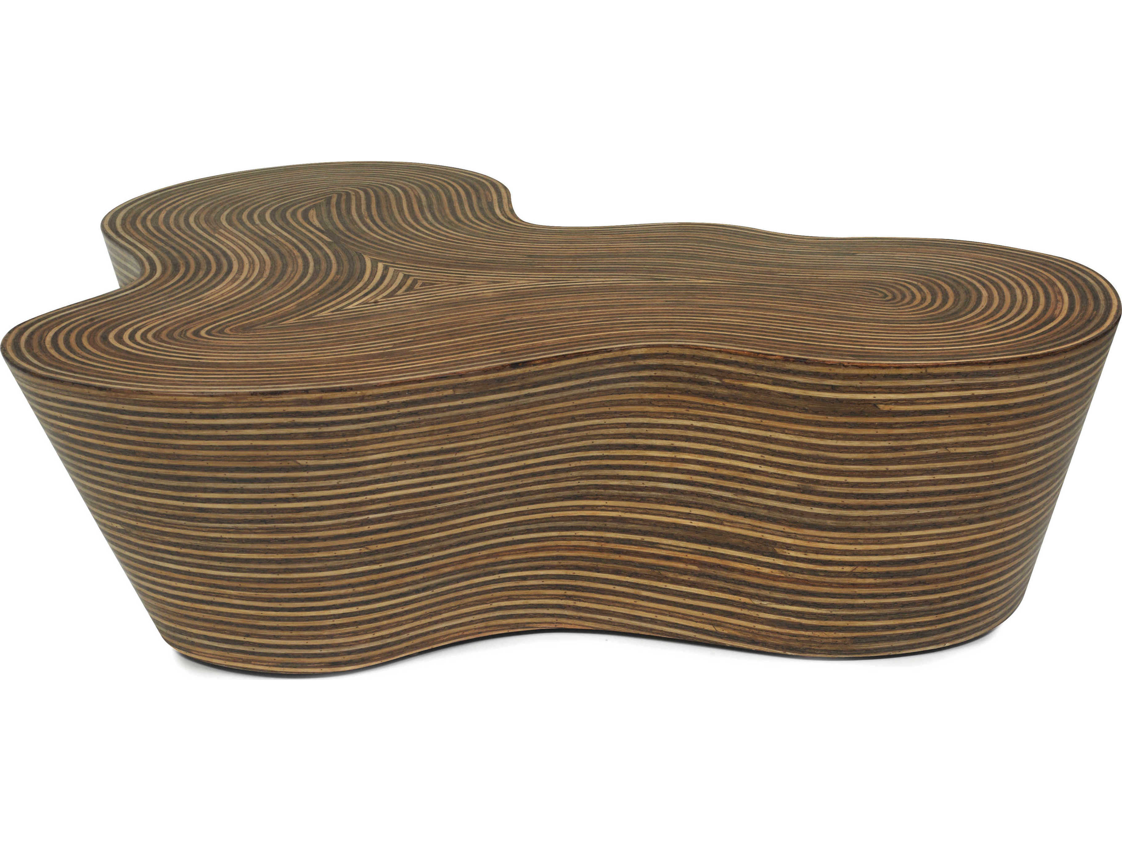 Oggetti Orgo Wood Rattan Strips Coffee Table