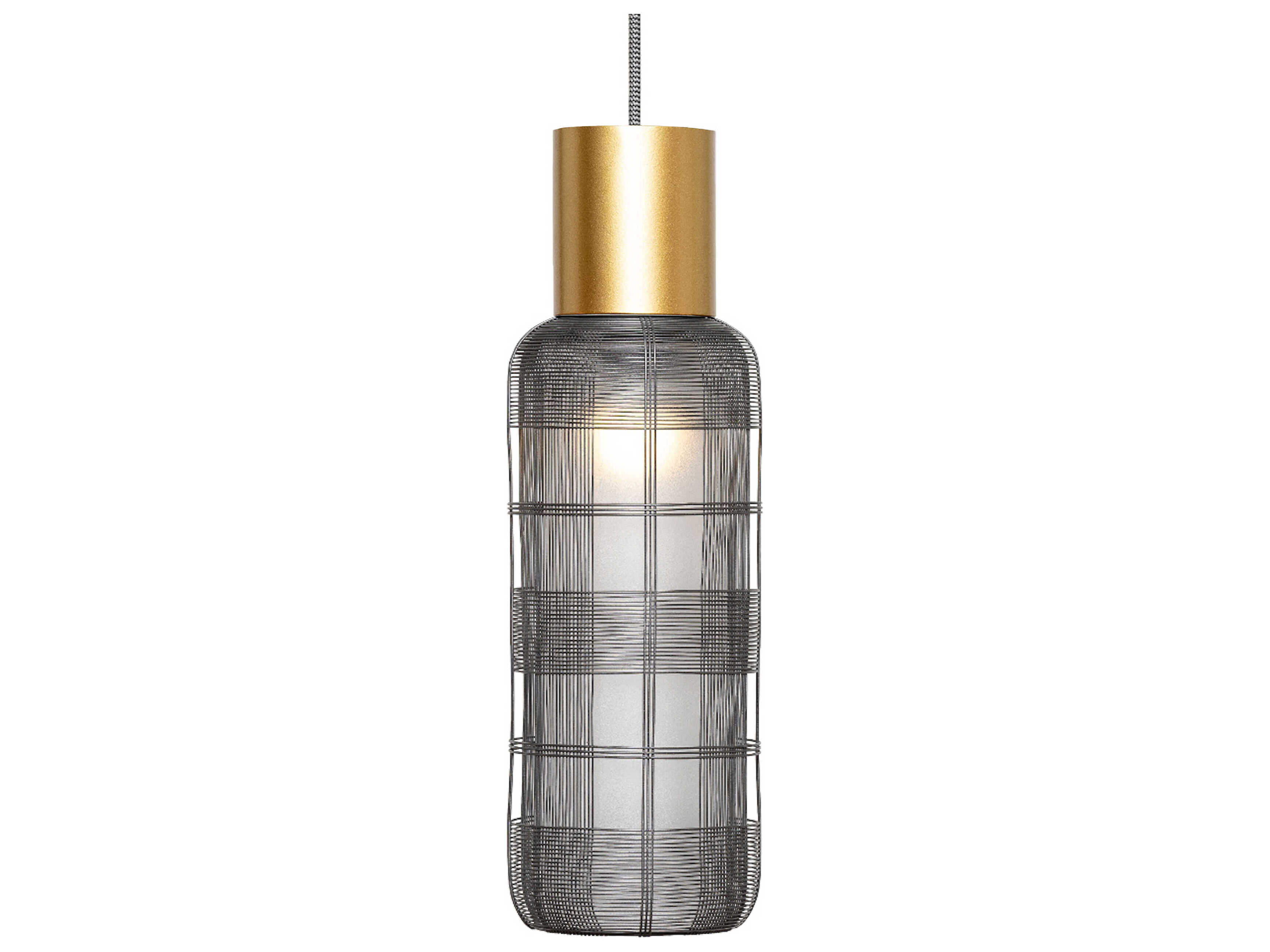 Oggetti Schema 1-Light Dark Grey Gold Cylinder Mini Pendant